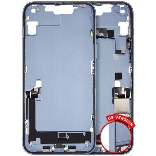 Mid-Frame Housing W/ Charging Port Flex & Small Parts For iPhone 14 Plus (US Version) (Used OEM Pull: Grade A) (Blue)