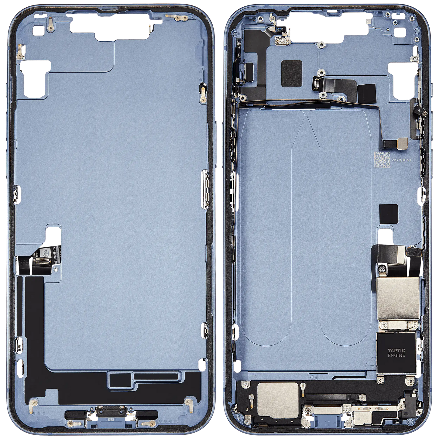 Mid-Frame Housing W/ Charging Port Flex & Small Parts For iPhone 14 Plus (US Version) (Used OEM Pull: Grade A) (Blue)