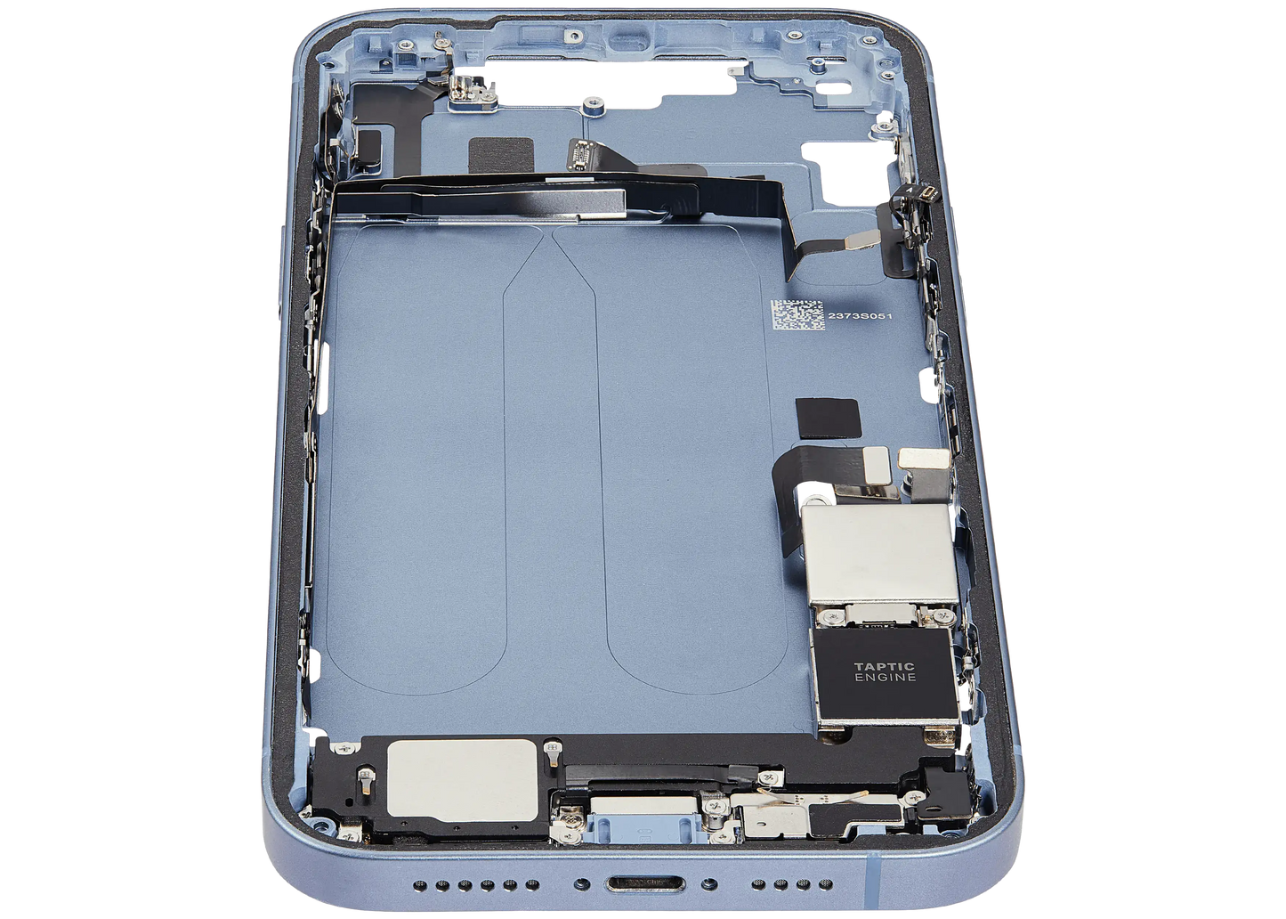 Mid-Frame Housing W/ Charging Port Flex & Small Parts For iPhone 14 Plus (US Version) (Used OEM Pull: Grade A) (Blue)
