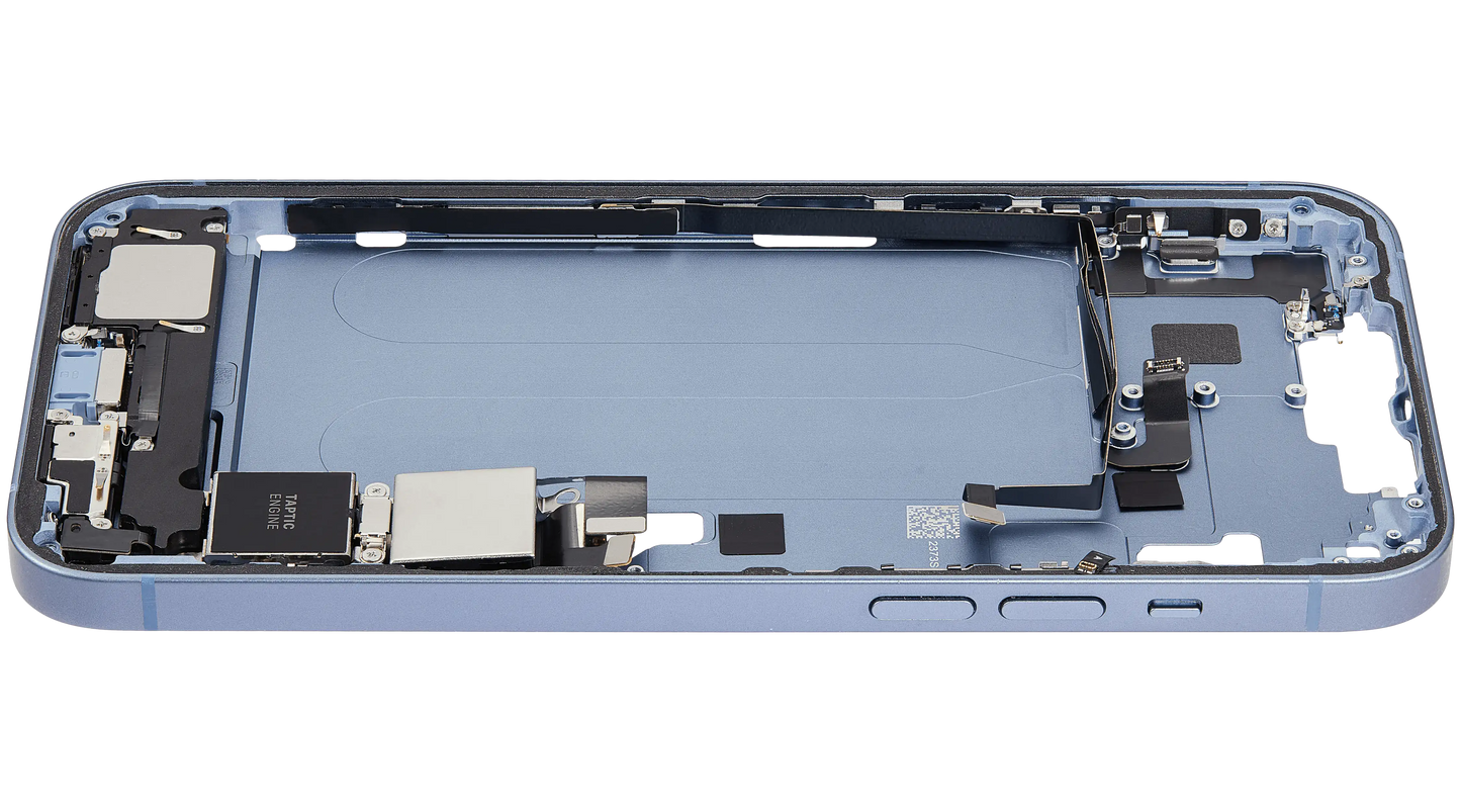 Mid-Frame Housing W/ Charging Port Flex & Small Parts For iPhone 14 Plus (US Version) (Used OEM Pull: Grade A) (Blue)