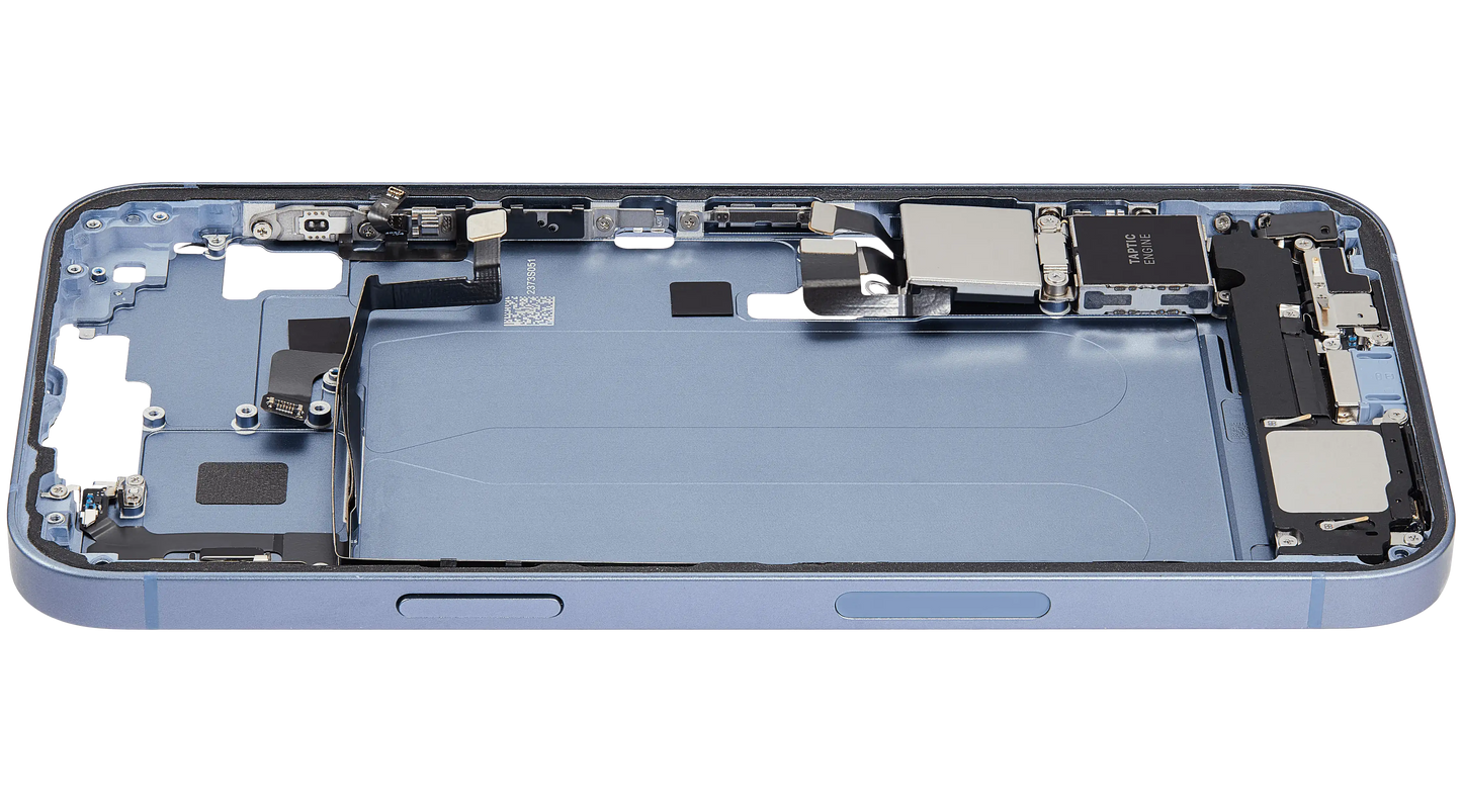 Mid-Frame Housing W/ Charging Port Flex & Small Parts For iPhone 14 Plus (US Version) (Used OEM Pull: Grade A) (Blue)