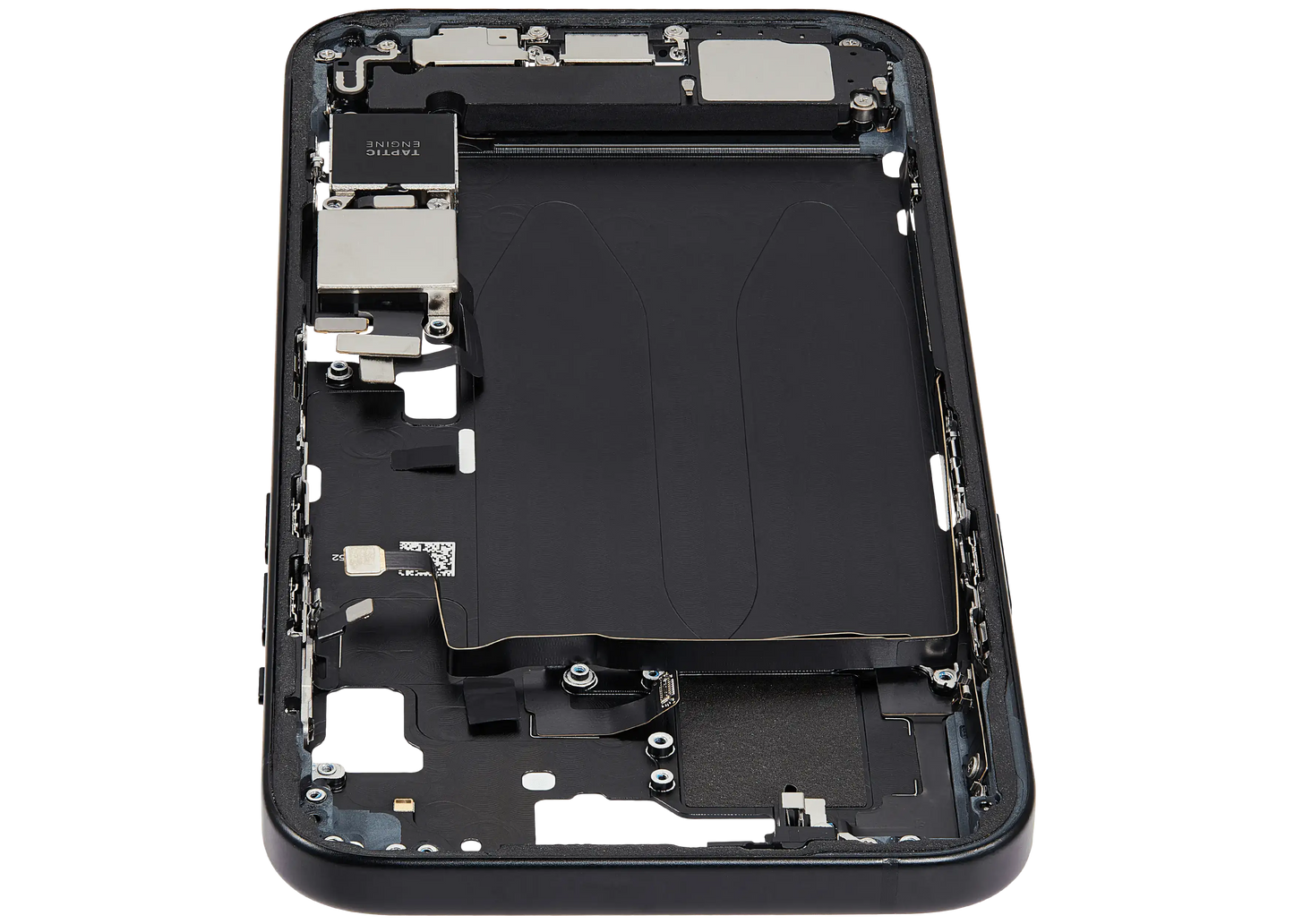 Mid-Frame Housing W/ Charging Port Flex & Small Parts For iPhone 15 Plus (US Version) (Used OEM Pull: Grade A) (Black)