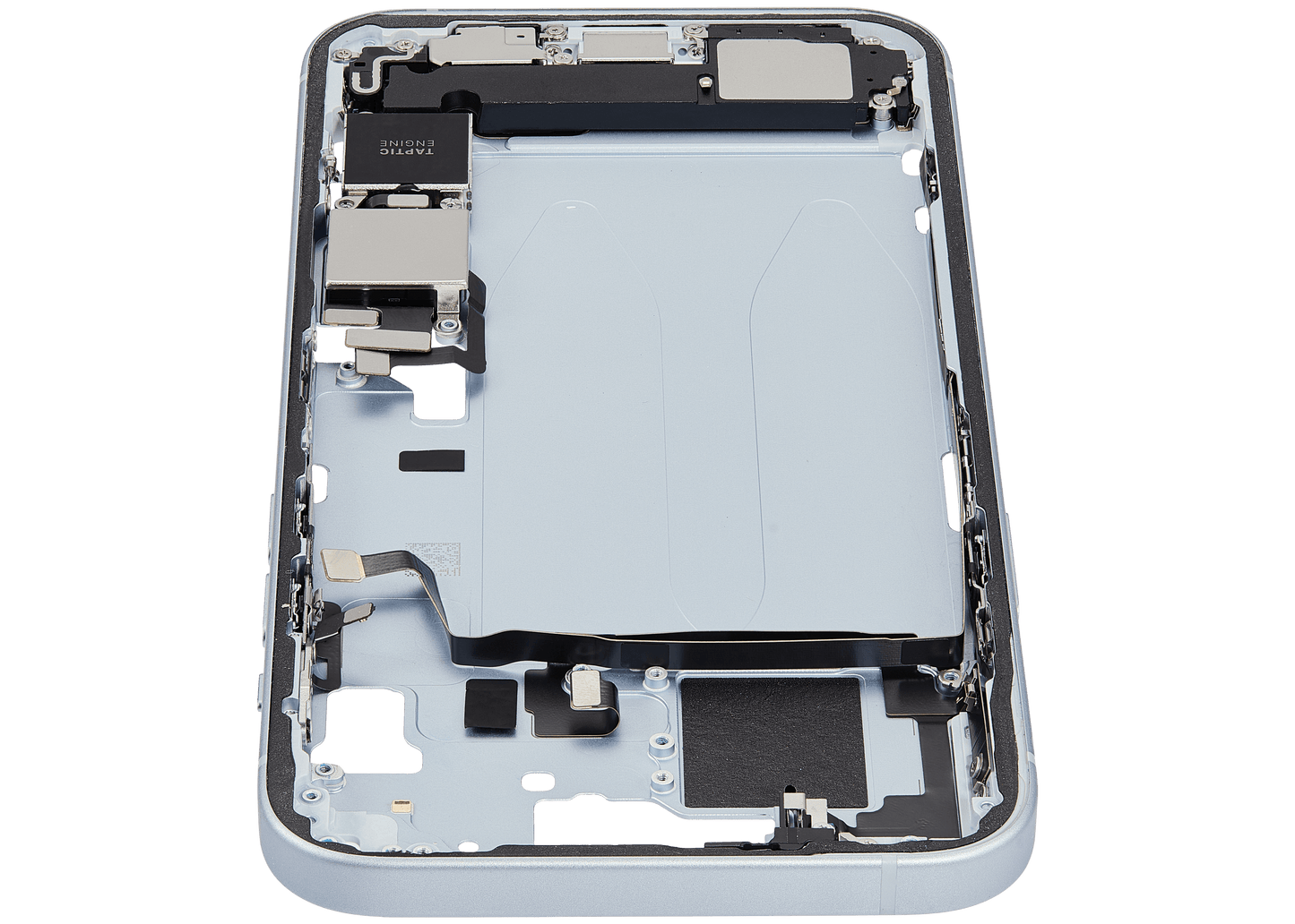 Mid-Frame Housing W/ Charging Port Flex & Small Parts For iPhone 15 Plus (US Version) (Used OEM Pull: Grade A) (Blue)