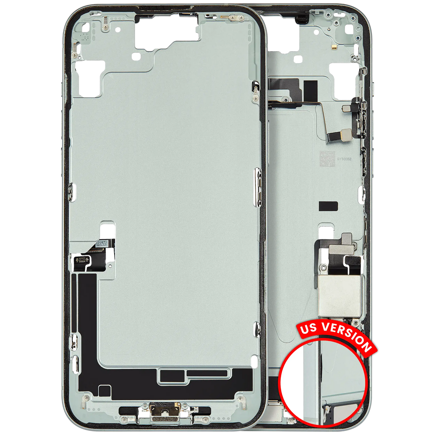 Mid-Frame Housing W/ Charging Port Flex & Small Parts For iPhone 15 Plus (US Version) (Used OEM Pull: Grade A) (Green)