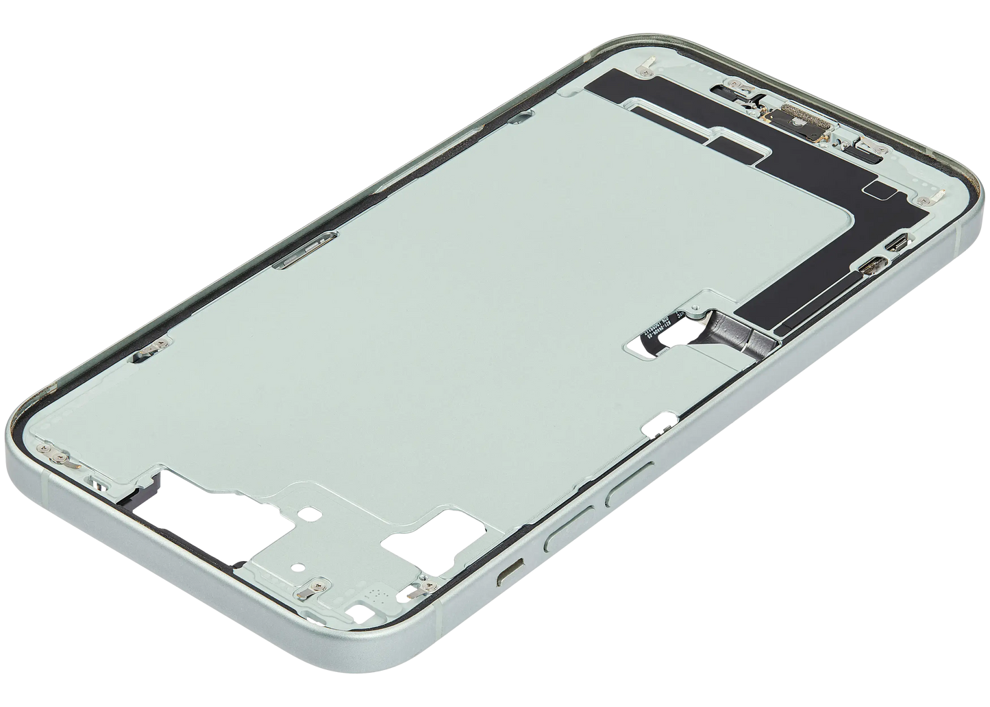 Mid-Frame Housing W/ Charging Port Flex & Small Parts For iPhone 15 Plus (US Version) (Used OEM Pull: Grade A) (Green)