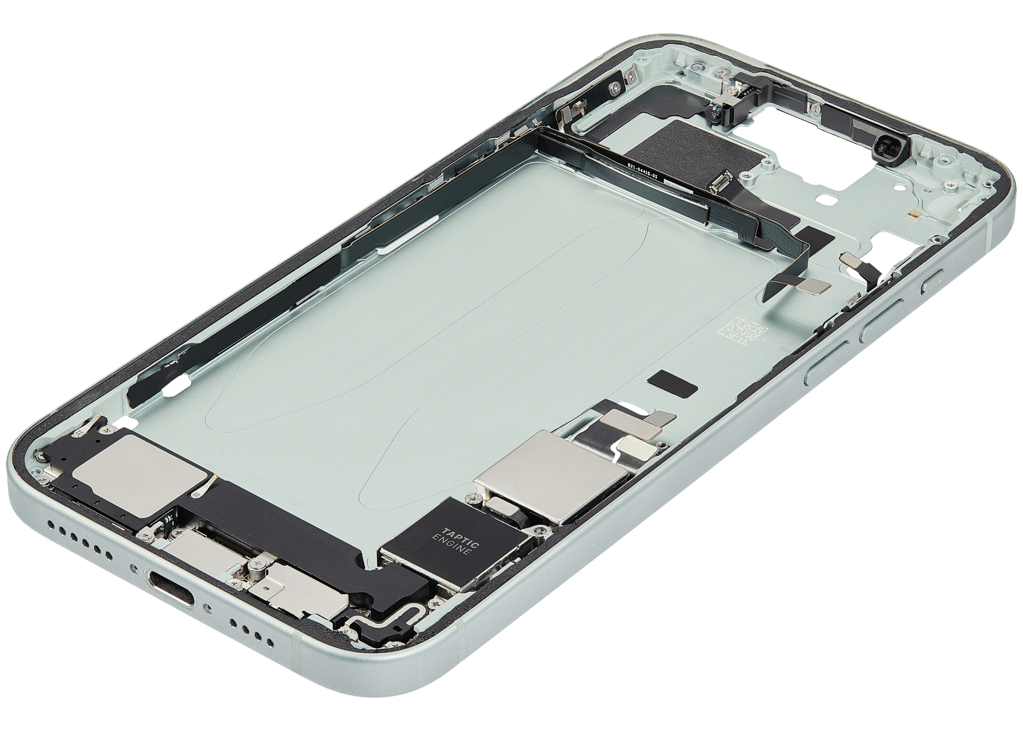 Mid-Frame Housing W/ Charging Port Flex & Small Parts For iPhone 15 Plus (US Version) (Used OEM Pull: Grade A) (Green)