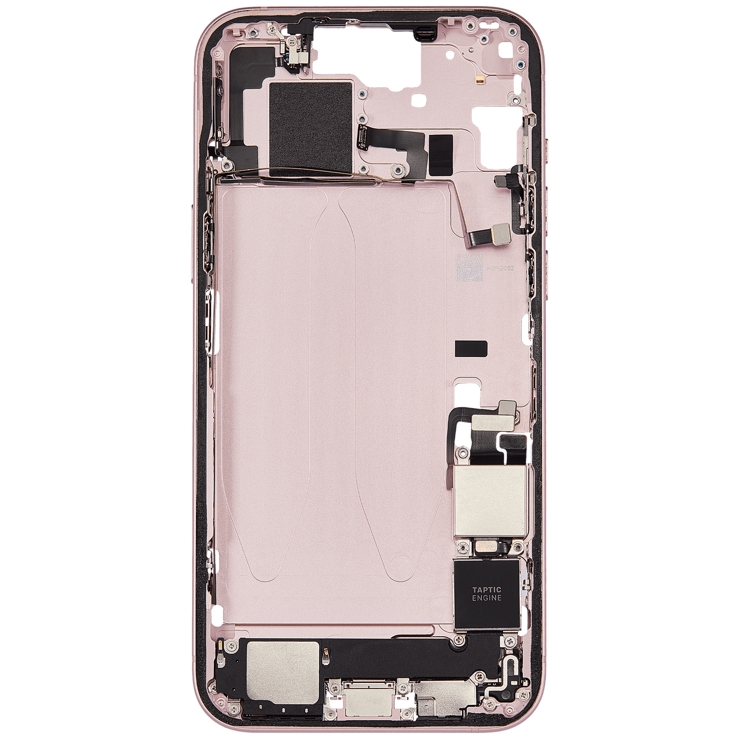 Mid-Frame Housing W/ Charging Port Flex & Small Parts For iPhone 15 Plus (US Version) (Used OEM Pull: Grade A) (Pink)