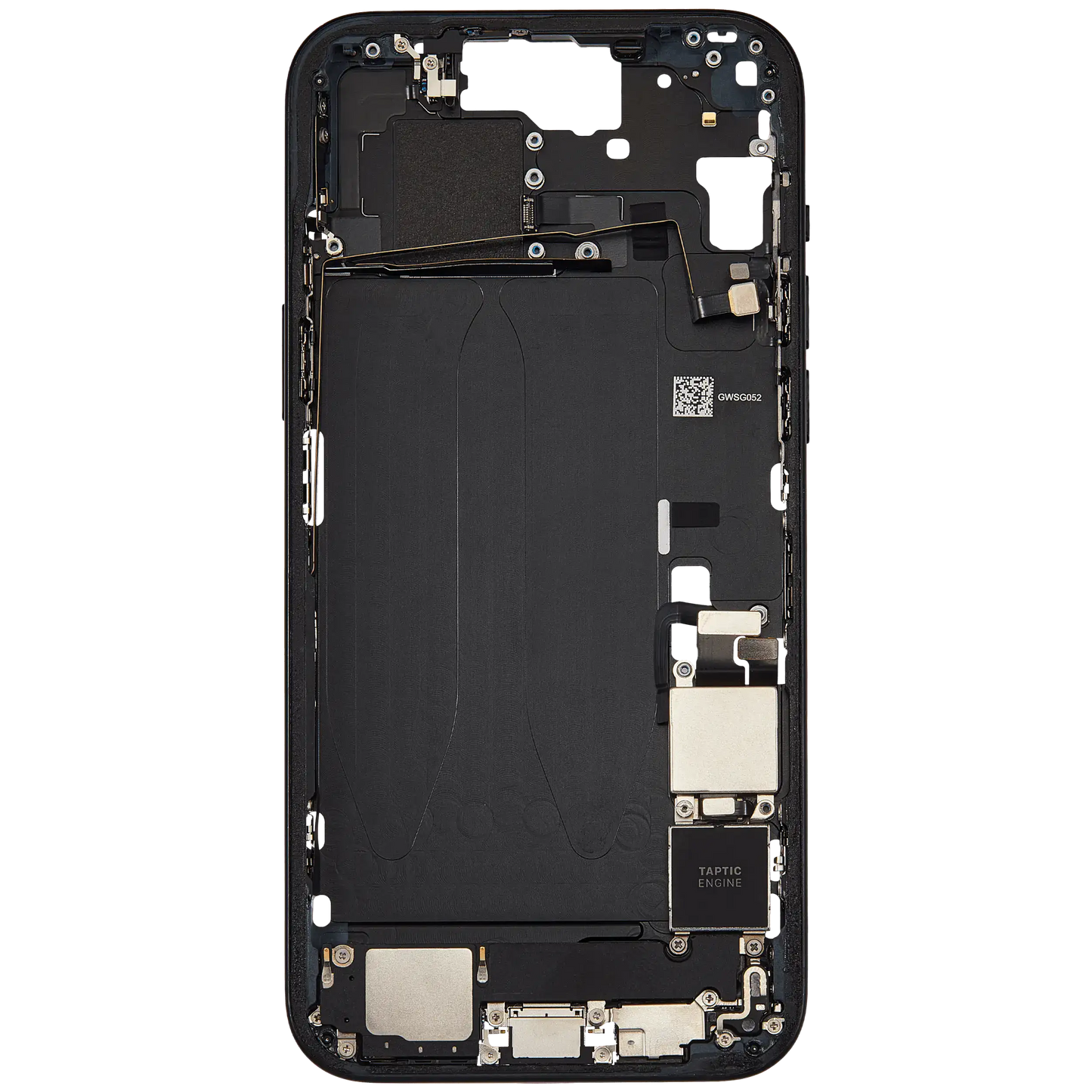 Mid-Frame Housing W/ Charging Port Flex & Small Parts For iPhone 15 Plus (US Version) (Used OEM Pull: Grade B) (Black)
