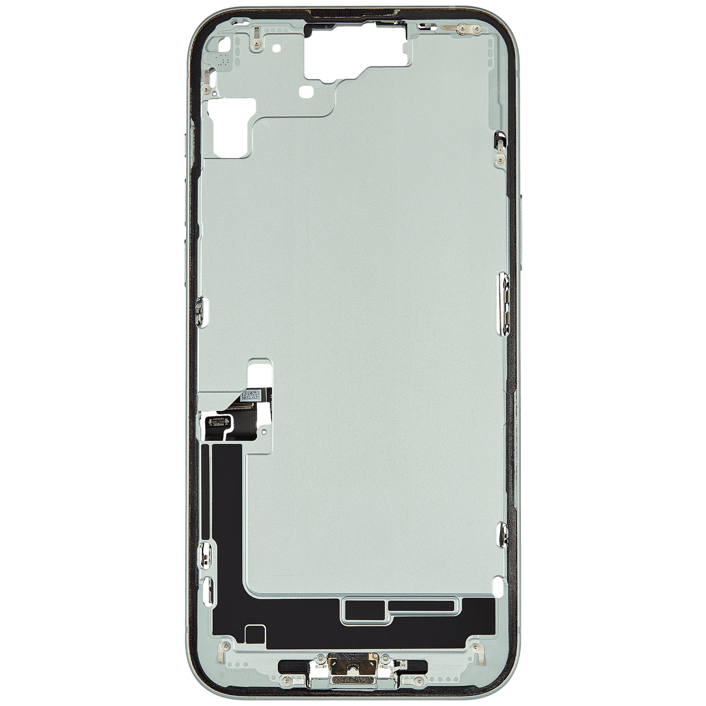 Mid-Frame Housing W/ Charging Port Flex & Small Parts For iPhone 15 Plus (US Version) (Used OEM Pull: Grade B) (Green)
