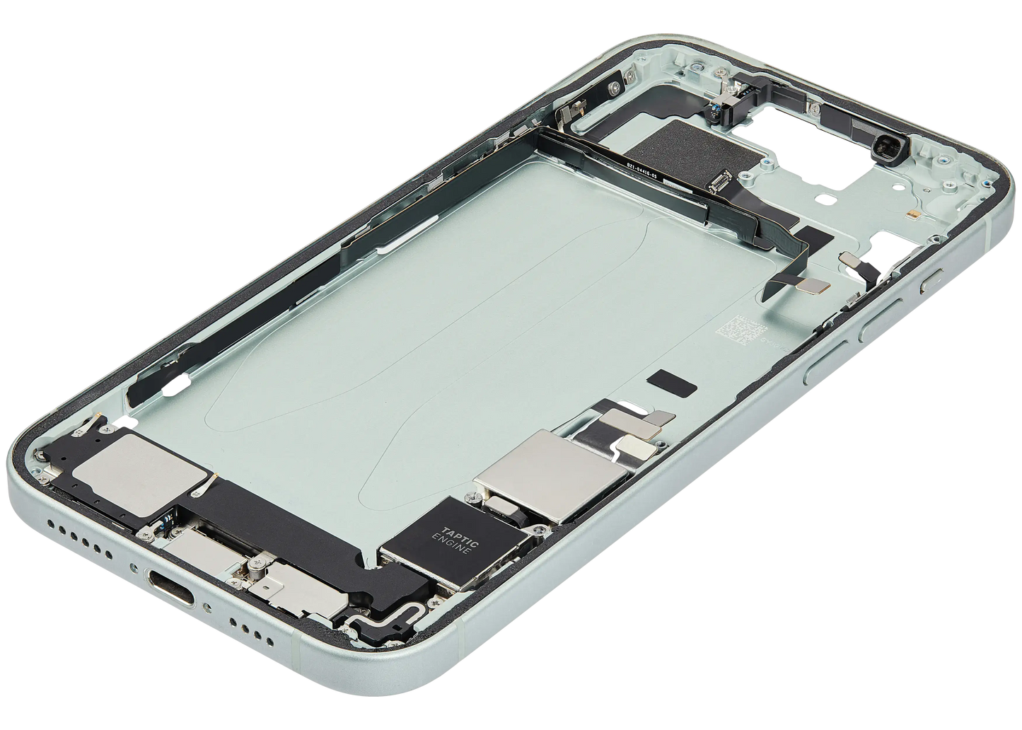 Mid-Frame Housing W/ Charging Port Flex & Small Parts For iPhone 15 Plus (US Version) (Used OEM Pull: Grade B) (Green)