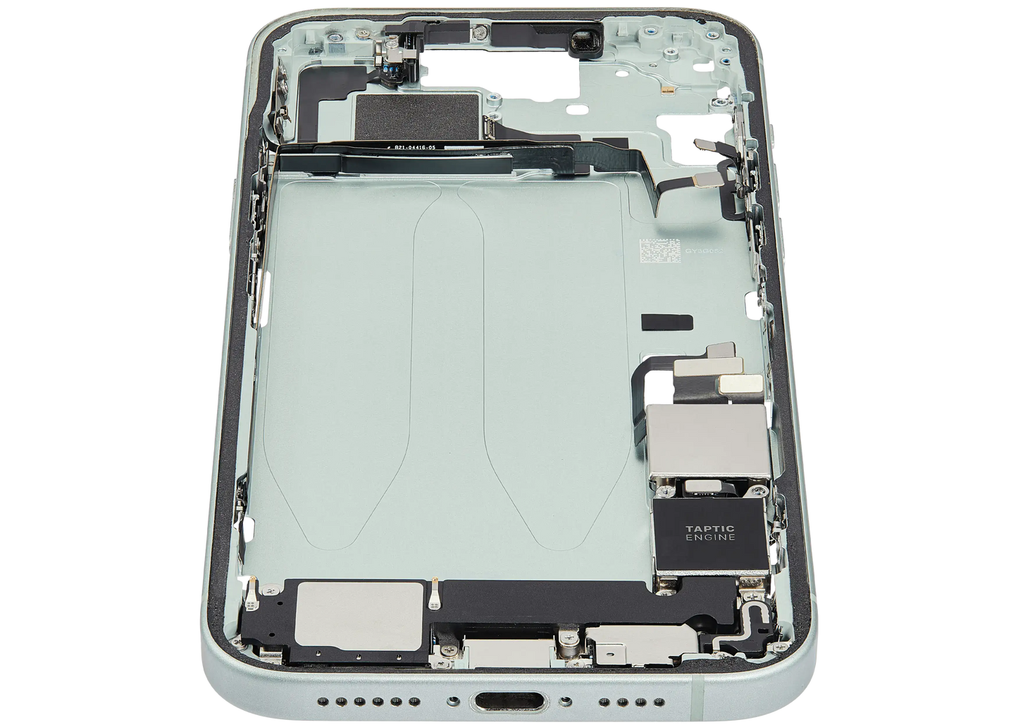 Mid-Frame Housing W/ Charging Port Flex & Small Parts For iPhone 15 Plus (US Version) (Used OEM Pull: Grade B) (Green)
