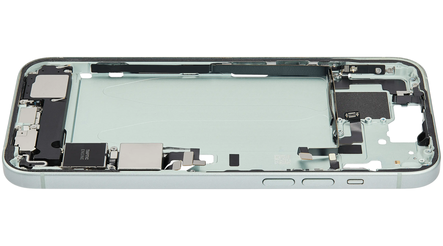 Mid-Frame Housing W/ Charging Port Flex & Small Parts For iPhone 15 Plus (US Version) (Used OEM Pull: Grade B) (Green)