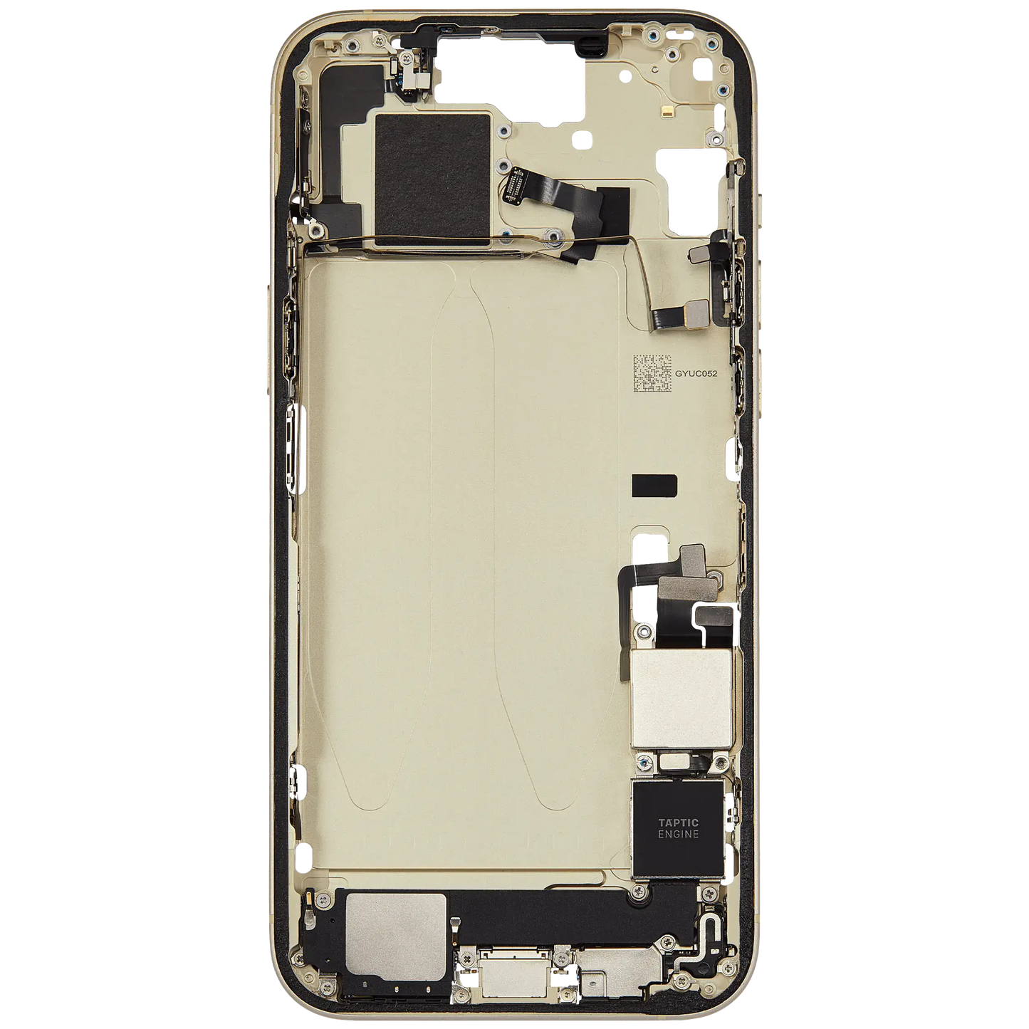 Mid-Frame Housing W/ Charging Port Flex & Small Parts For iPhone 15 Plus (US Version) (Used OEM Pull: Grade B) (Yellow)
