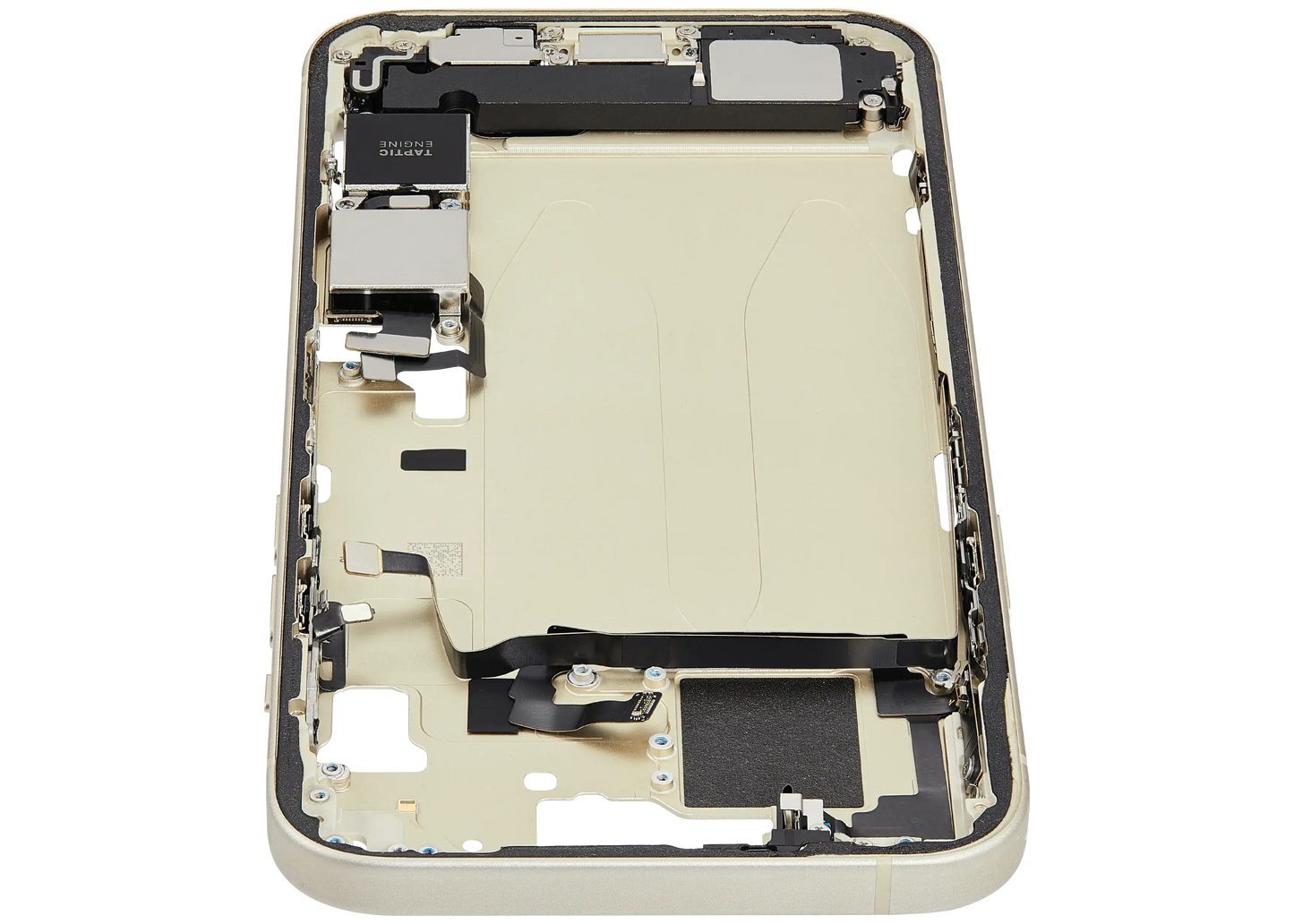 Mid-Frame Housing W/ Charging Port Flex & Small Parts For iPhone 15 Plus (US Version) (Used OEM Pull: Grade B) (Yellow)