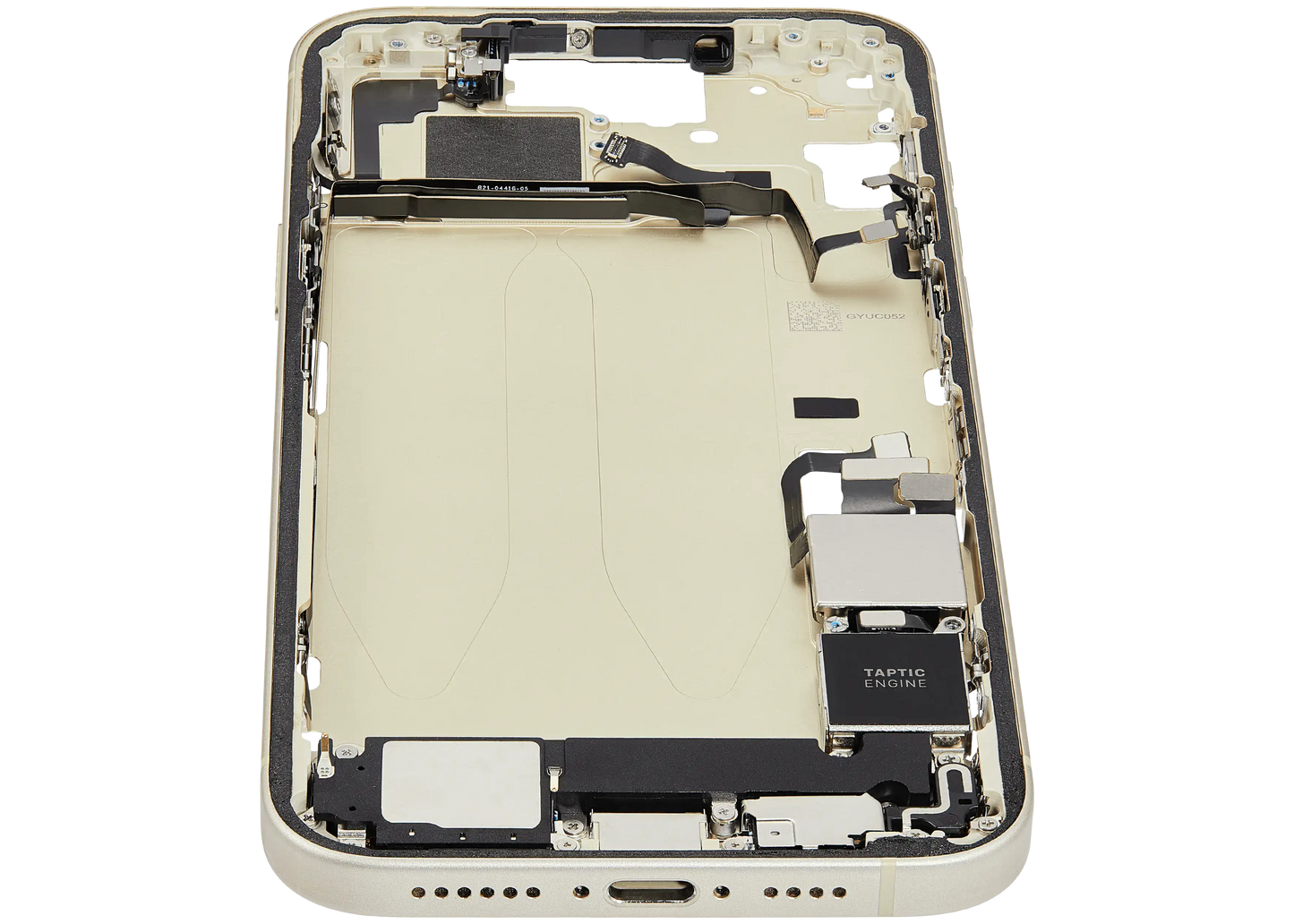 Mid-Frame Housing W/ Charging Port Flex & Small Parts For iPhone 15 Plus (US Version) (Used OEM Pull: Grade B) (Yellow)