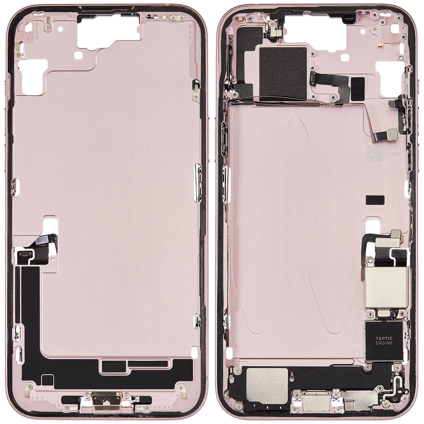 Mid-Frame Housing W/ Charging Port Flex & Small Parts For iPhone 15 Plus (US Version) (Used OEM Pull: Grade B) (Pink)