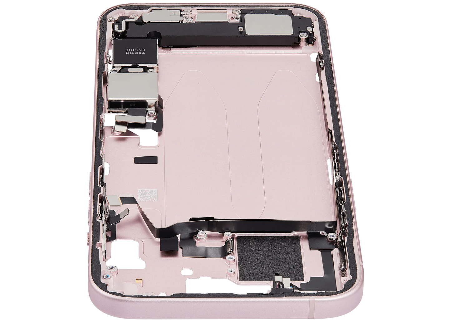 Mid-Frame Housing W/ Charging Port Flex & Small Parts For iPhone 15 Plus (US Version) (Used OEM Pull: Grade B) (Pink)