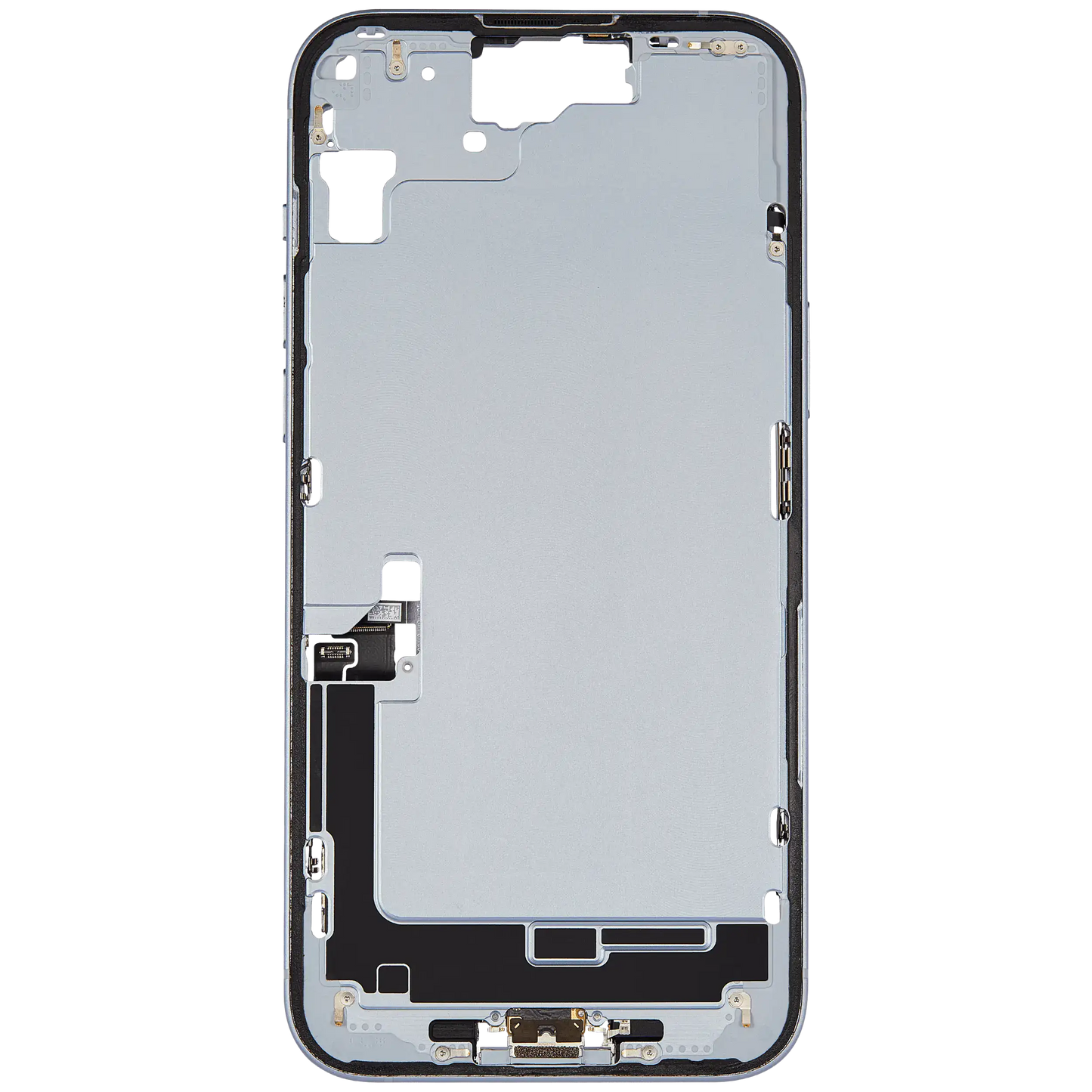 Mid-Frame Housing W/ Charging Port Flex & Small Parts For iPhone 15 Plus (US Version) (Used OEM Pull: Grade C) (Blue)