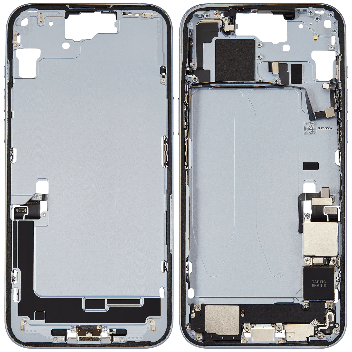Mid-Frame Housing W/ Charging Port Flex & Small Parts For iPhone 15 Plus (US Version) (Used OEM Pull: Grade C) (Blue)