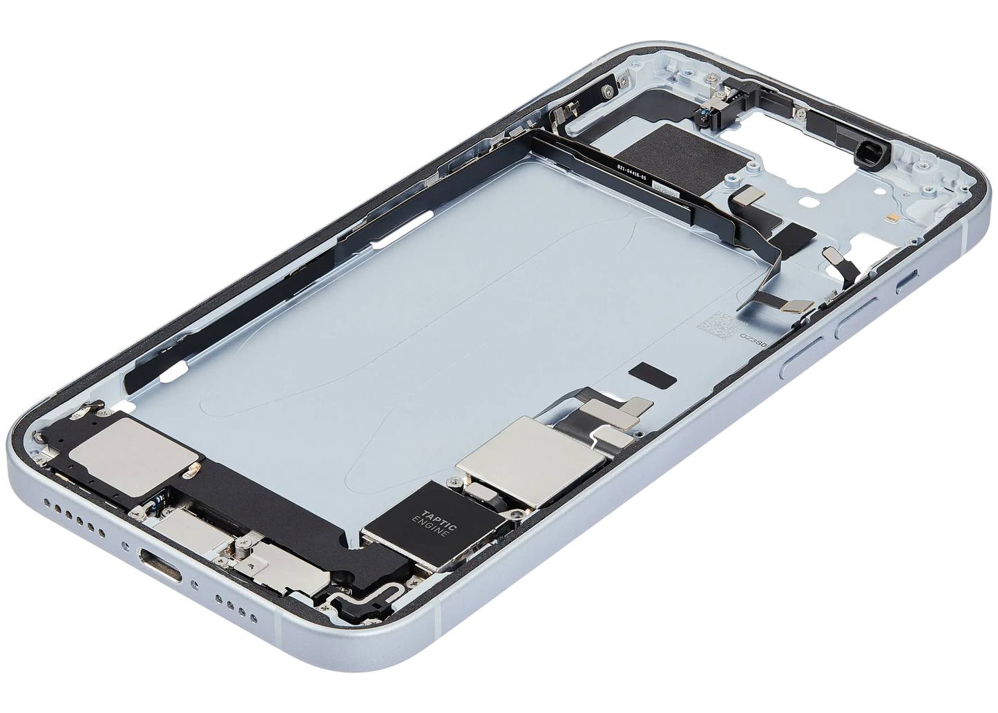 Mid-Frame Housing W/ Charging Port Flex & Small Parts For iPhone 15 Plus (US Version) (Used OEM Pull: Grade C) (Blue)