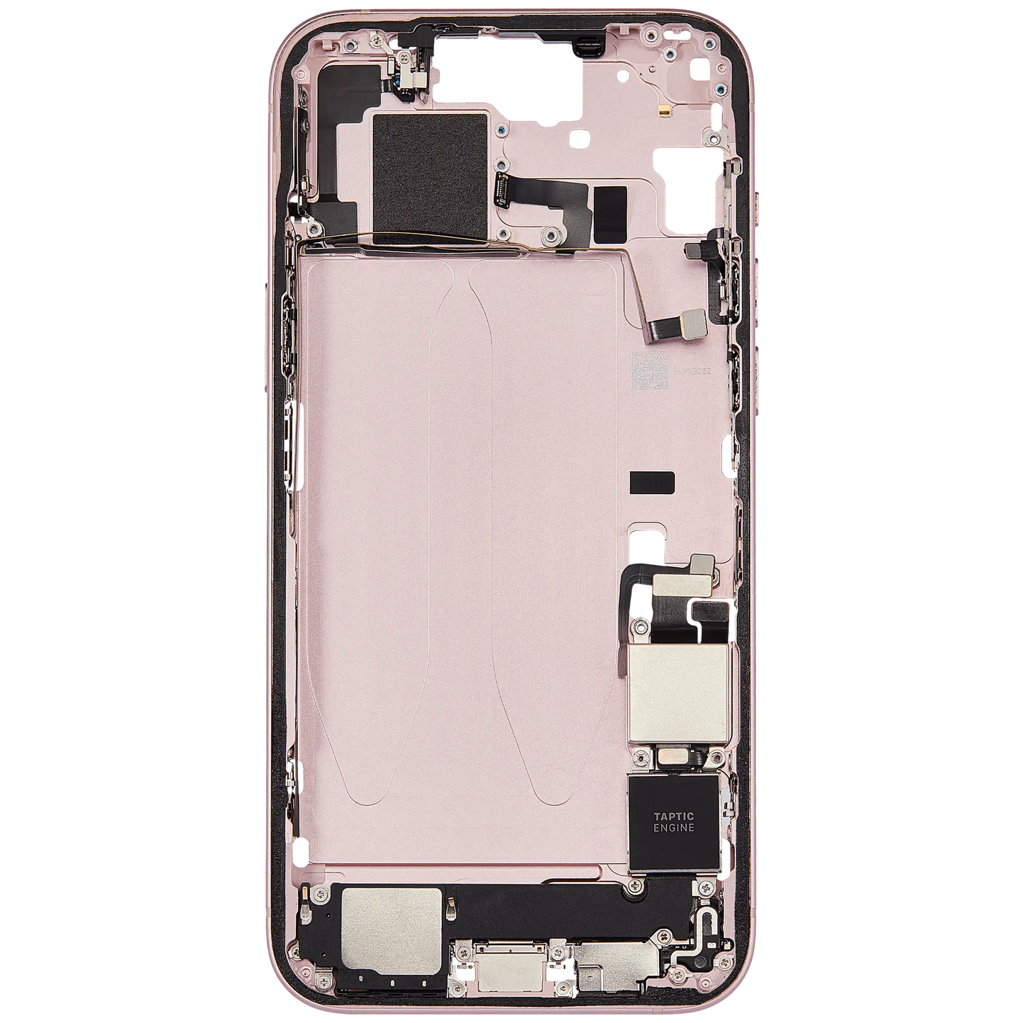 Mid-Frame Housing W/ Charging Port Flex & Small Parts For iPhone 15 Plus (US Version) (Used OEM Pull: Grade C) (Pink)