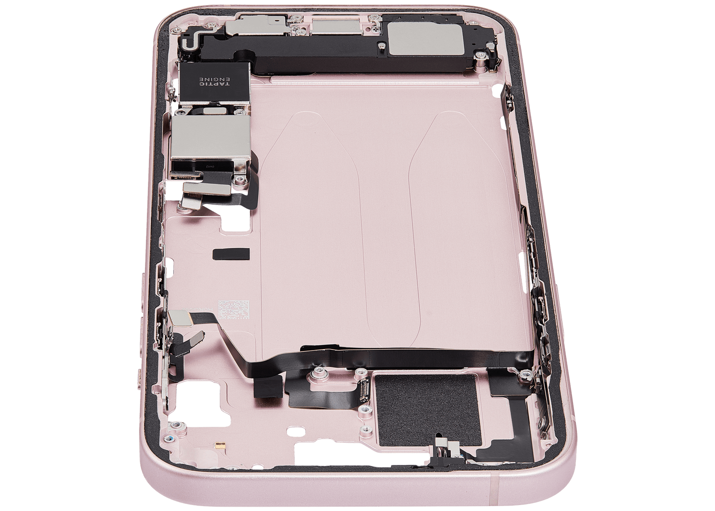 Mid-Frame Housing W/ Charging Port Flex & Small Parts For iPhone 15 Plus (US Version) (Used OEM Pull: Grade C) (Pink)