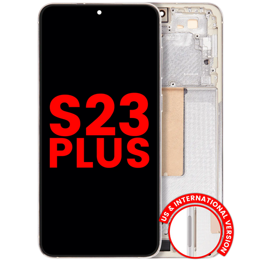 OLED Assembly With Frame For Samsung Galaxy S23 Plus (US & International) (Aftermarket Plus) (Cream)