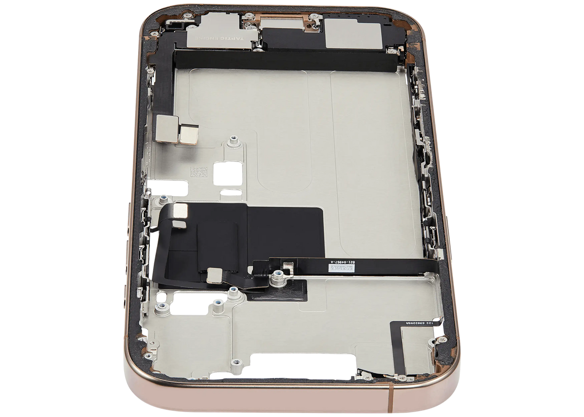 Mid-Frame Housing W/ Charging Port Flex & Small Parts For iPhone 16 Pro (US Version) (Used OEM Pull: Grade C) (Desert Titanium) — product photo 4