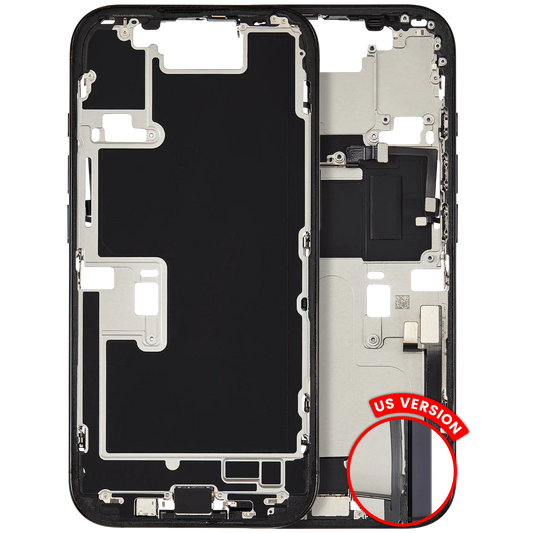 Mid-Frame Housing W/ Charging Port Flex & Small Parts For iPhone 16 Pro (US Version) (Used OEM Pull: Grade B) (Black Titanium)