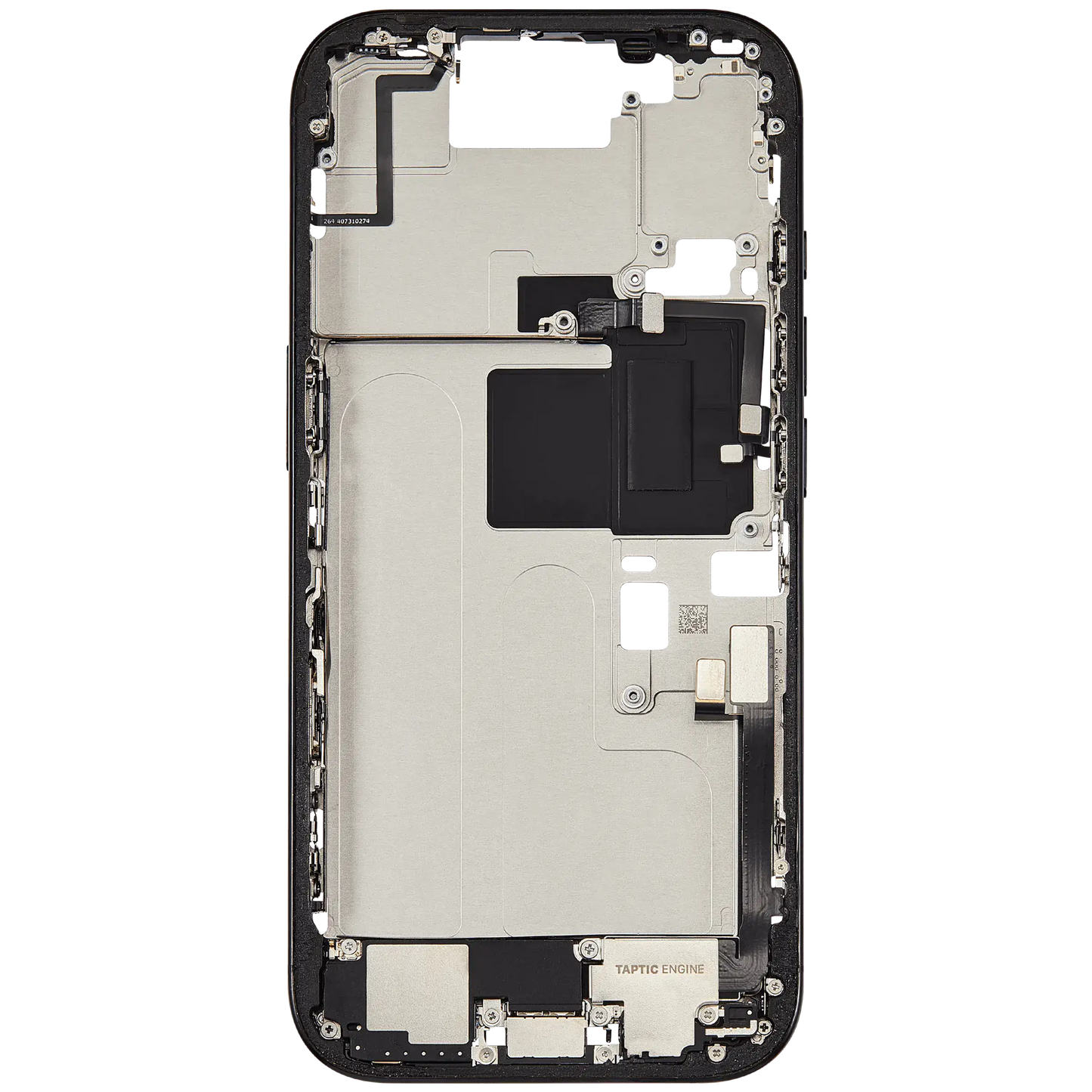 Mid-Frame Housing W/ Charging Port Flex & Small Parts For iPhone 16 Pro (US Version) (Used OEM Pull: Grade B) (Black Titanium)