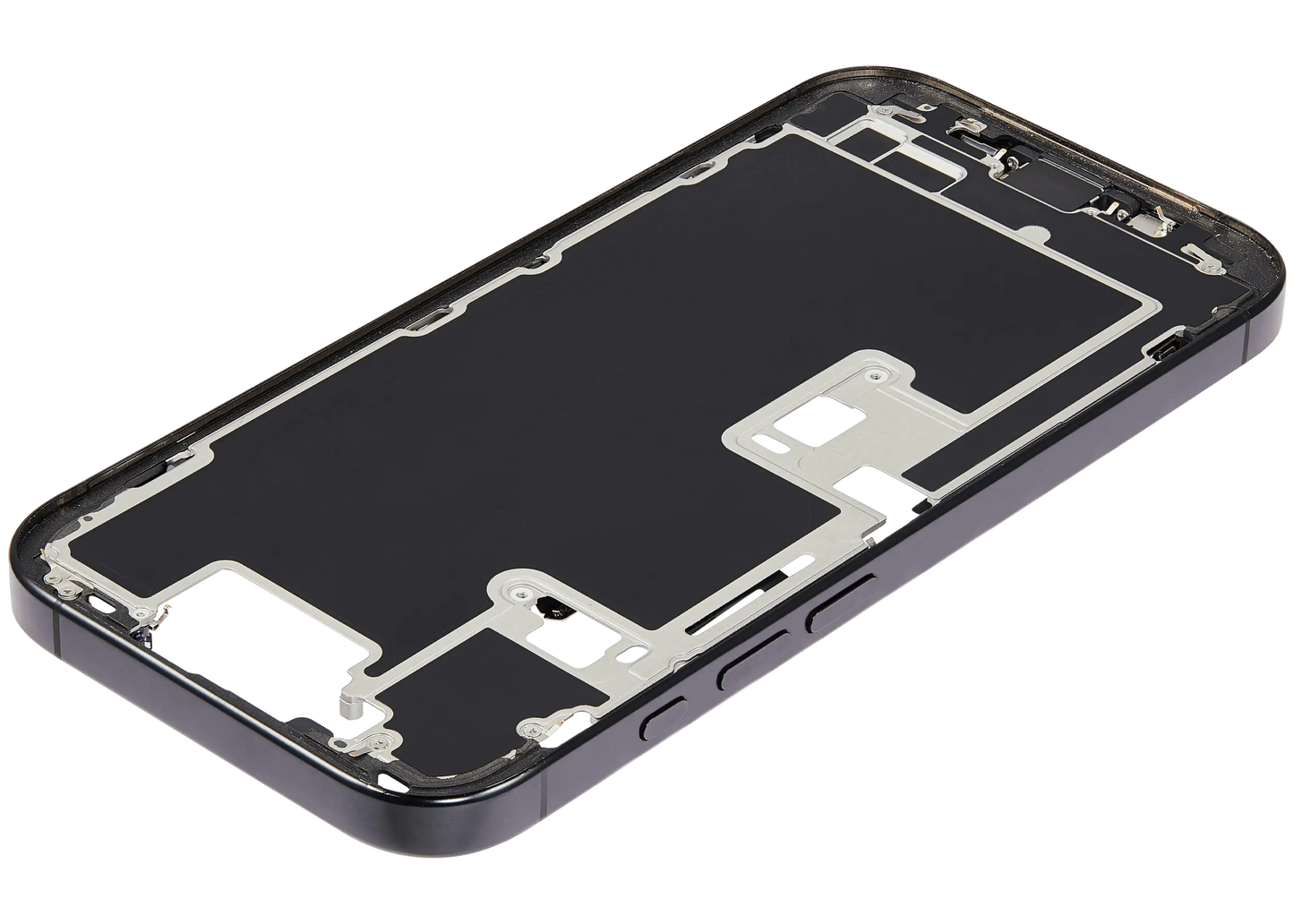 Mid-Frame Housing W/ Charging Port Flex & Small Parts For iPhone 16 Pro (US Version) (Used OEM Pull: Grade C) (Black Titanium)