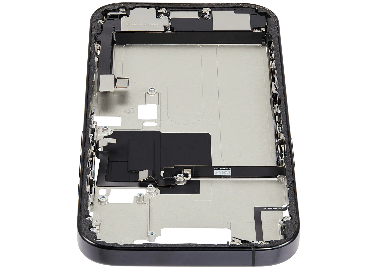 Mid-Frame Housing W/ Charging Port Flex & Small Parts For iPhone 16 Pro (US Version) (Used OEM Pull: Grade C) (Black Titanium)