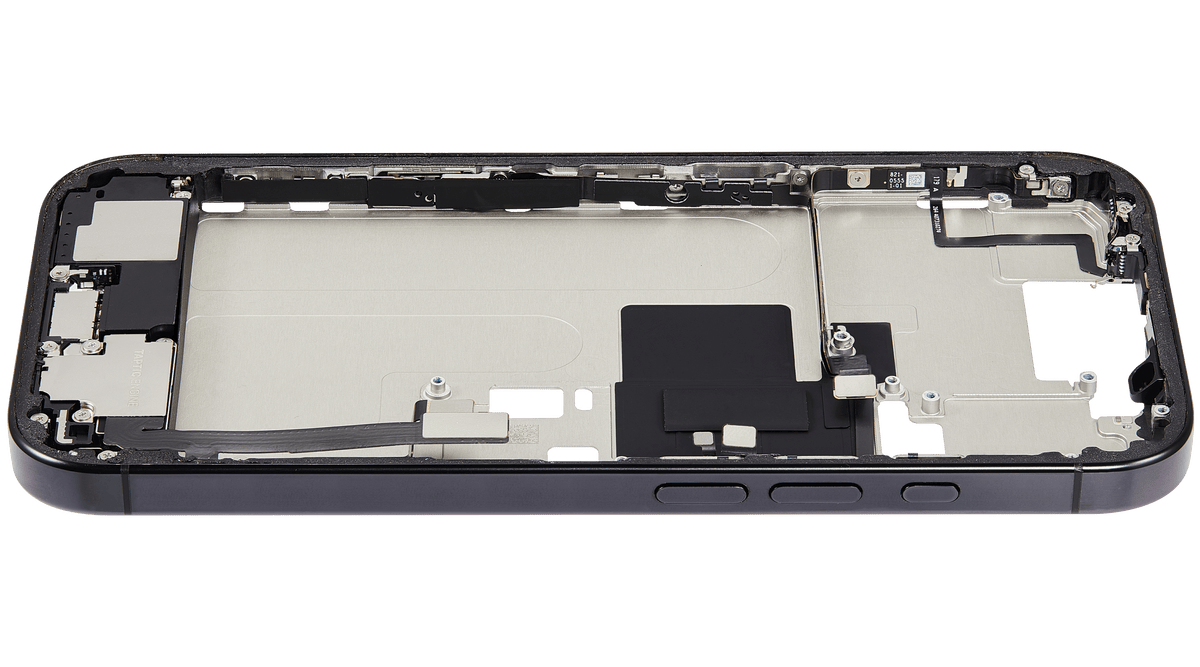 Mid-Frame Housing W/ Charging Port Flex & Small Parts For iPhone 16 Pro (US Version) (Used OEM Pull: Grade C) (Black Titanium) — product photo 6
