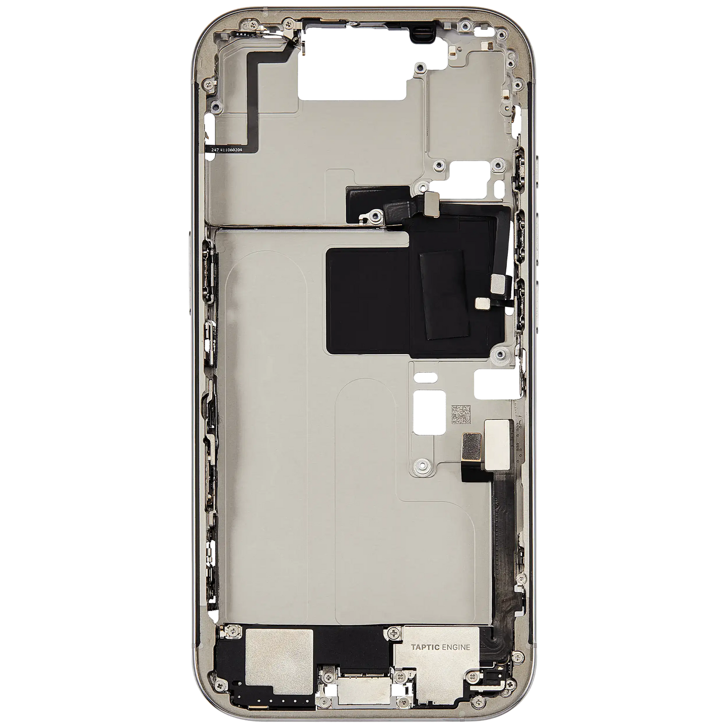 Mid-Frame Housing W/ Charging Port Flex & Small Parts For iPhone 16 Pro (US Version) (Used OEM Pull: Grade B) (White Titanium)