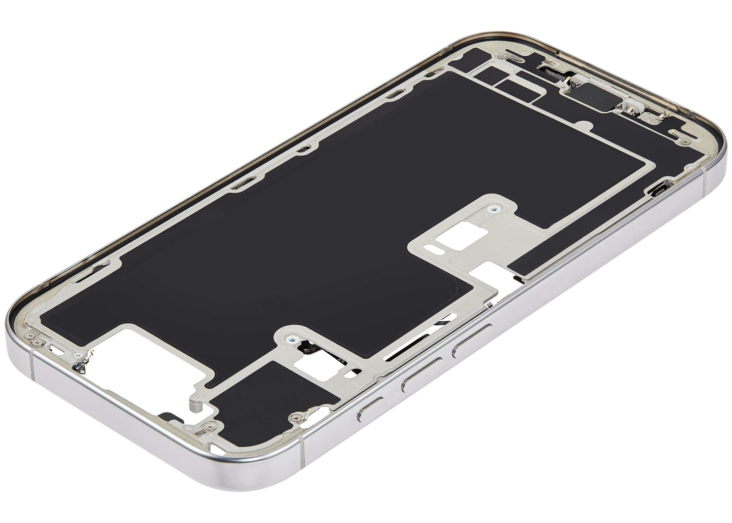 Mid-Frame Housing W/ Charging Port Flex & Small Parts For iPhone 16 Pro (US Version) (Used OEM Pull: Grade B) (White Titanium)