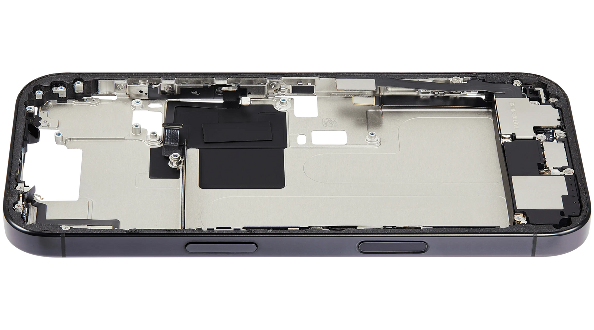 Mid-Frame Housing W/ Charging Port Flex & Small Parts For iPhone 16 Pro (US Version) (Used OEM Pull: Grade B) (Black Titanium) — product photo 5