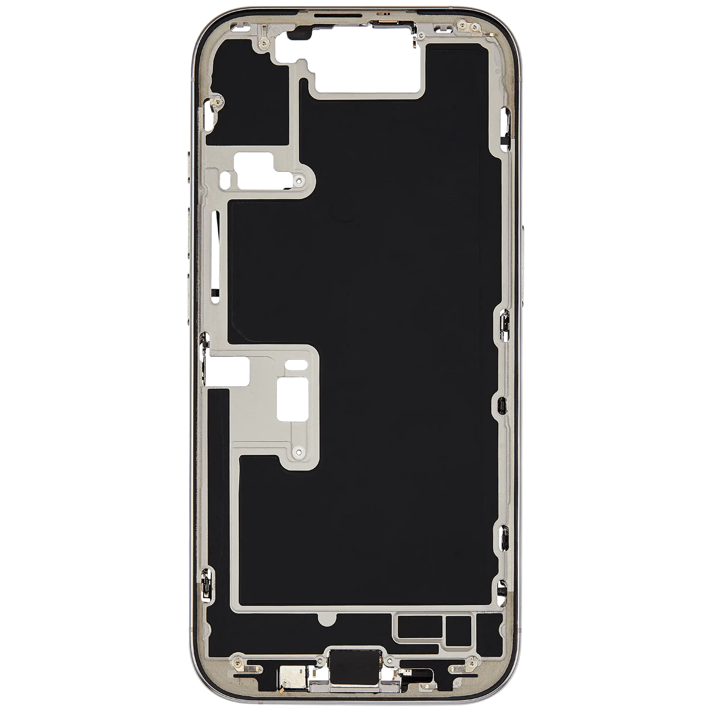 Mid-Frame Housing W/ Charging Port Flex & Small Parts For iPhone 16 Pro (US Version) (Used OEM Pull: Grade A) (White Titanium)