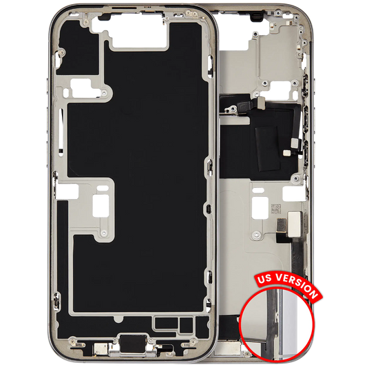 Mid-Frame Housing W/ Charging Port Flex & Small Parts For iPhone 16 Pro (US Version) (Used OEM Pull: Grade A) (White Titanium)