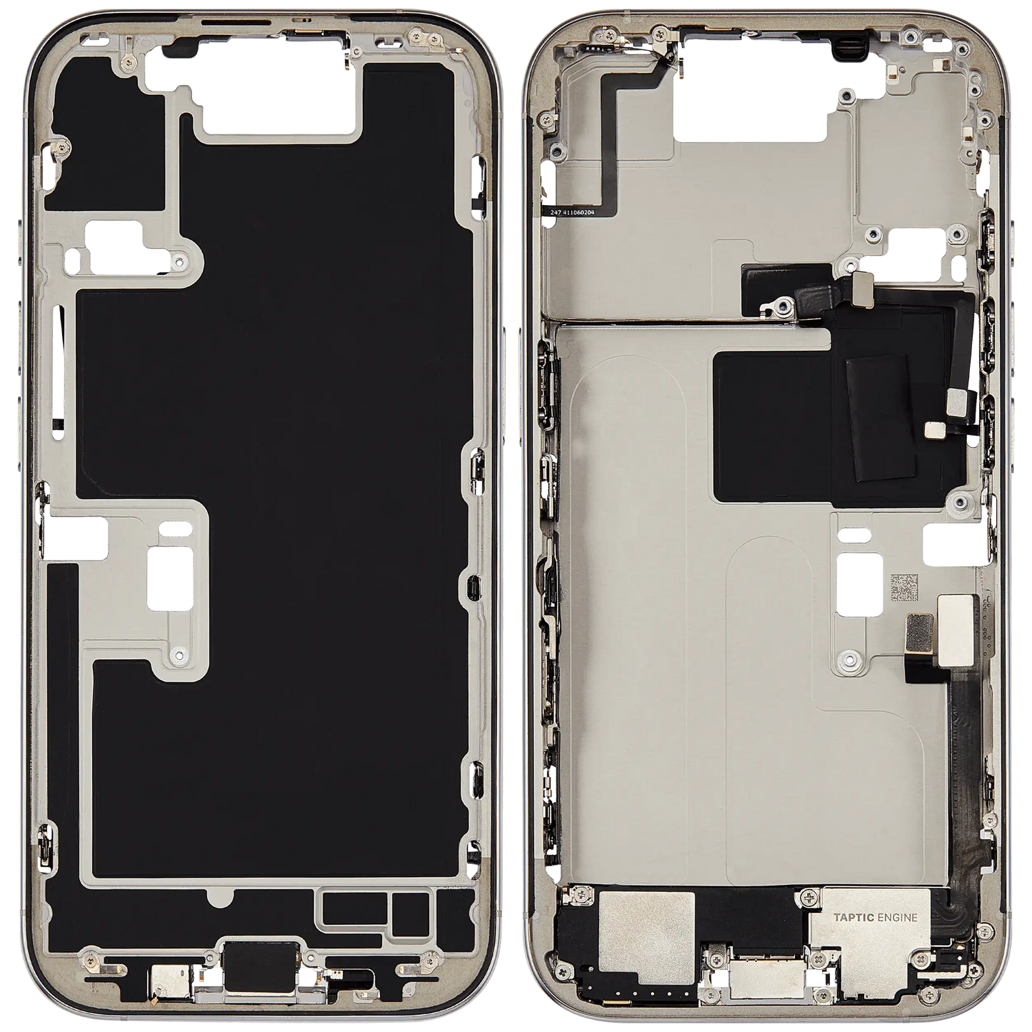 Mid-Frame Housing W/ Charging Port Flex & Small Parts For iPhone 16 Pro (US Version) (Used OEM Pull: Grade A) (White Titanium)