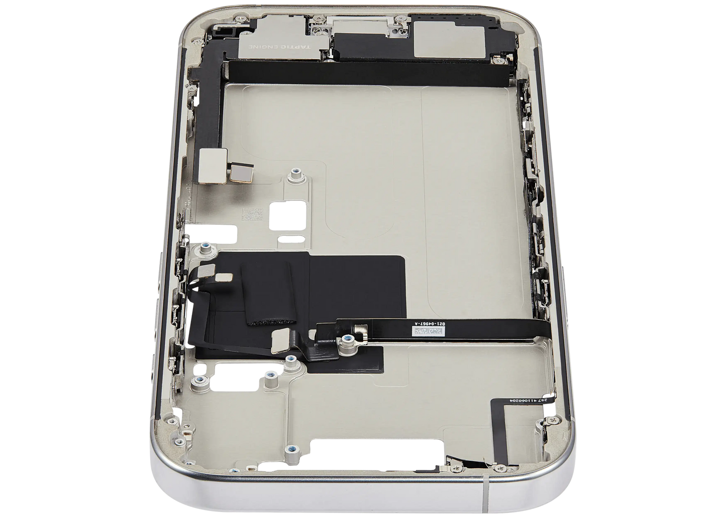 Mid-Frame Housing W/ Charging Port Flex & Small Parts For iPhone 16 Pro (US Version) (Used OEM Pull: Grade A) (White Titanium)