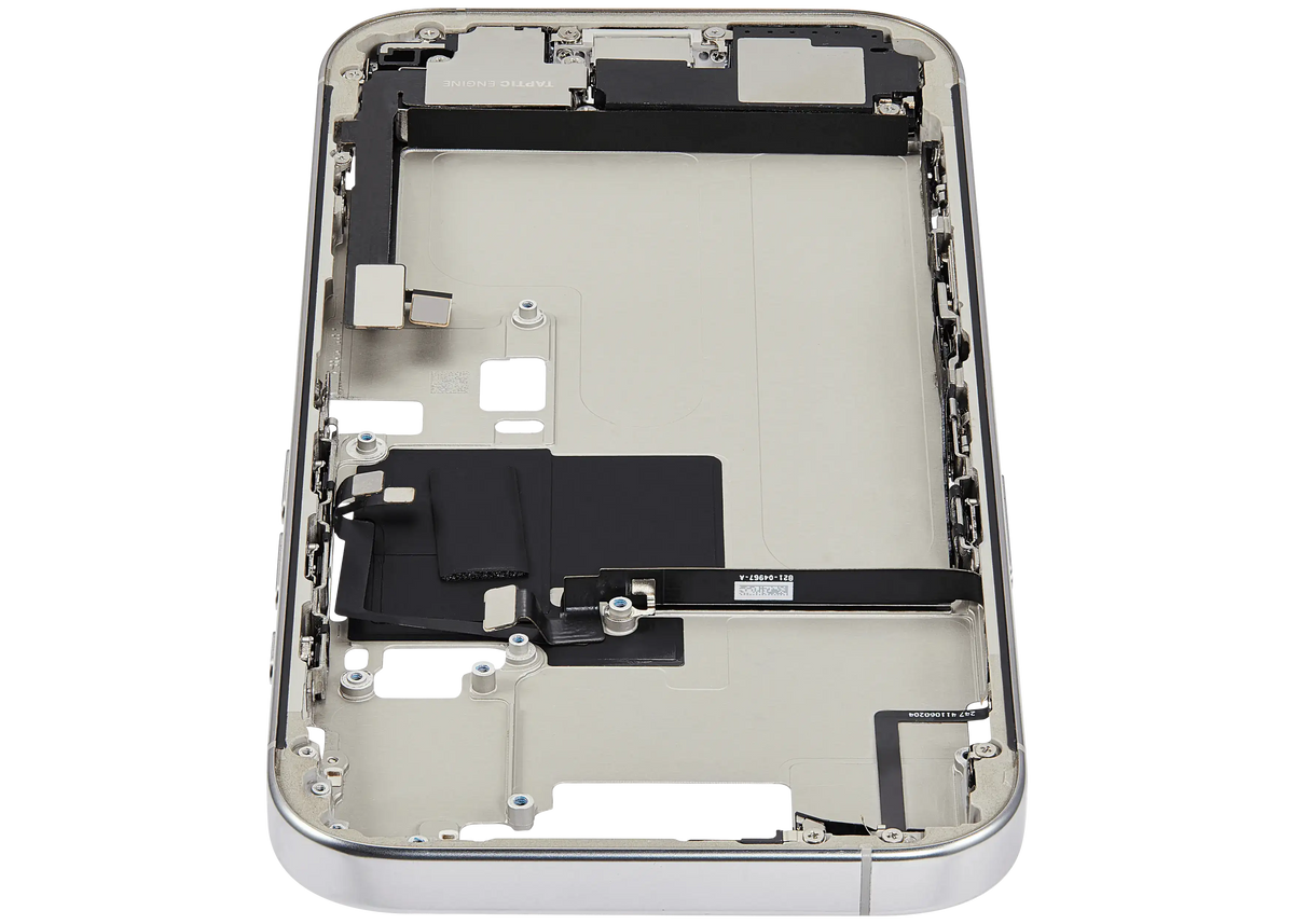 Mid-Frame Housing W/ Charging Port Flex & Small Parts For iPhone 16 Pro (US Version) (Used OEM Pull: Grade A) (White Titanium) — product photo 4