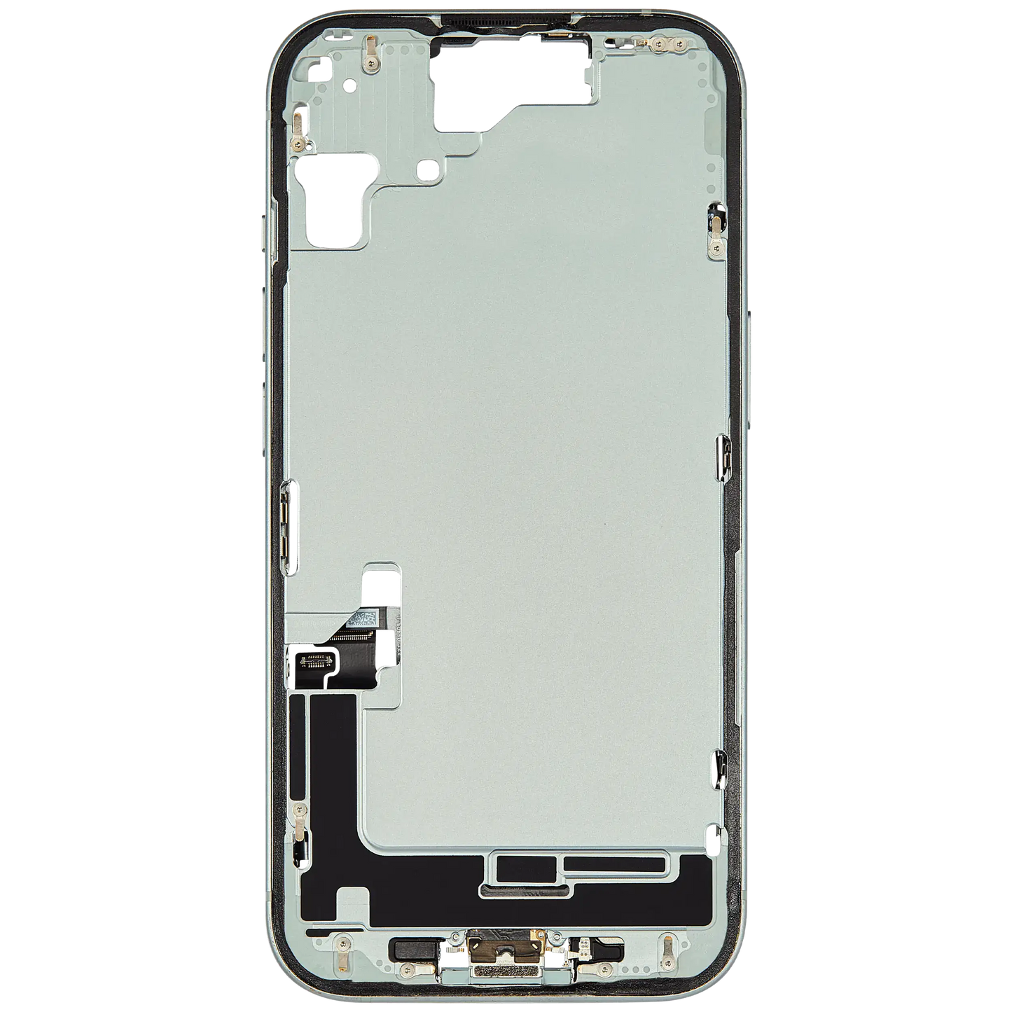 Mid-Frame Housing W/ Charging Port Flex & Small Parts For iPhone 15 (US Version) (Used OEM Pull: Grade C) (Green)