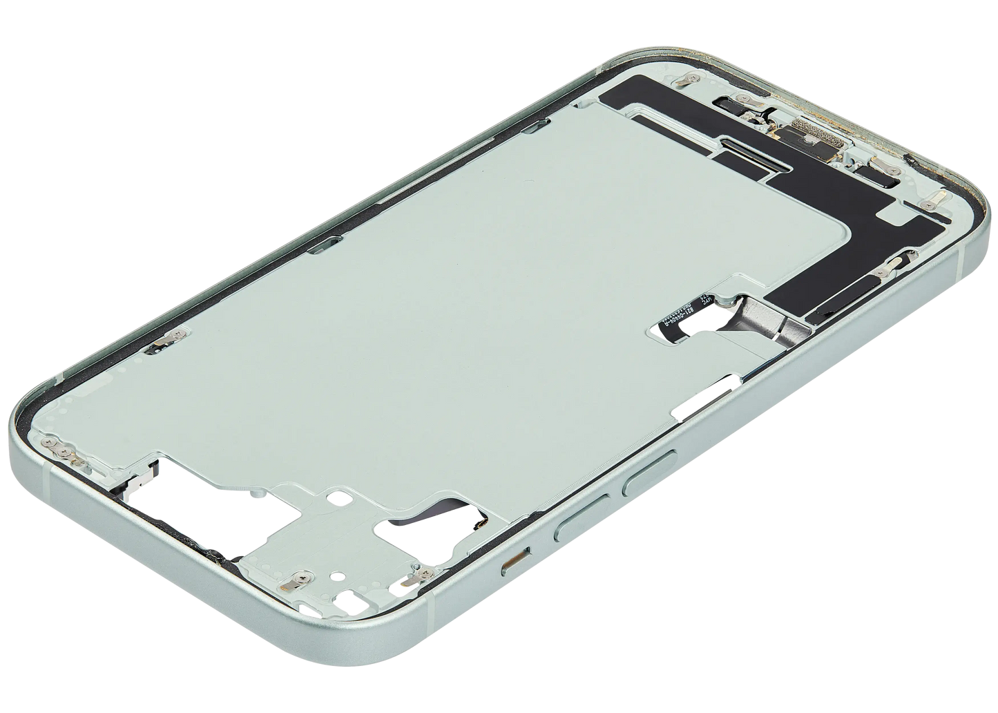 Mid-Frame Housing W/ Charging Port Flex & Small Parts For iPhone 15 (US Version) (Used OEM Pull: Grade C) (Green)
