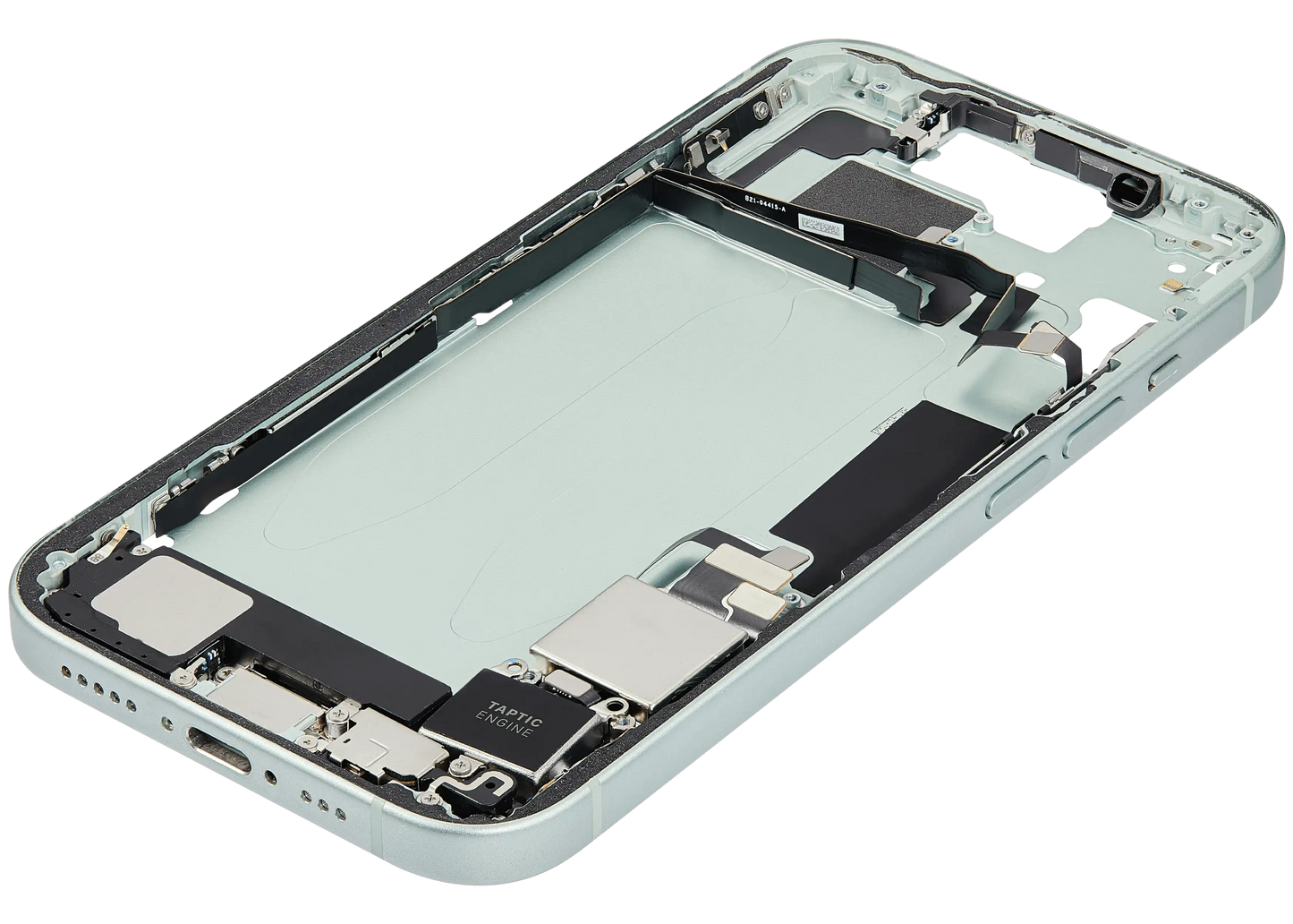 Mid-Frame Housing W/ Charging Port Flex & Small Parts For iPhone 15 (US Version) (Used OEM Pull: Grade B) (Green)