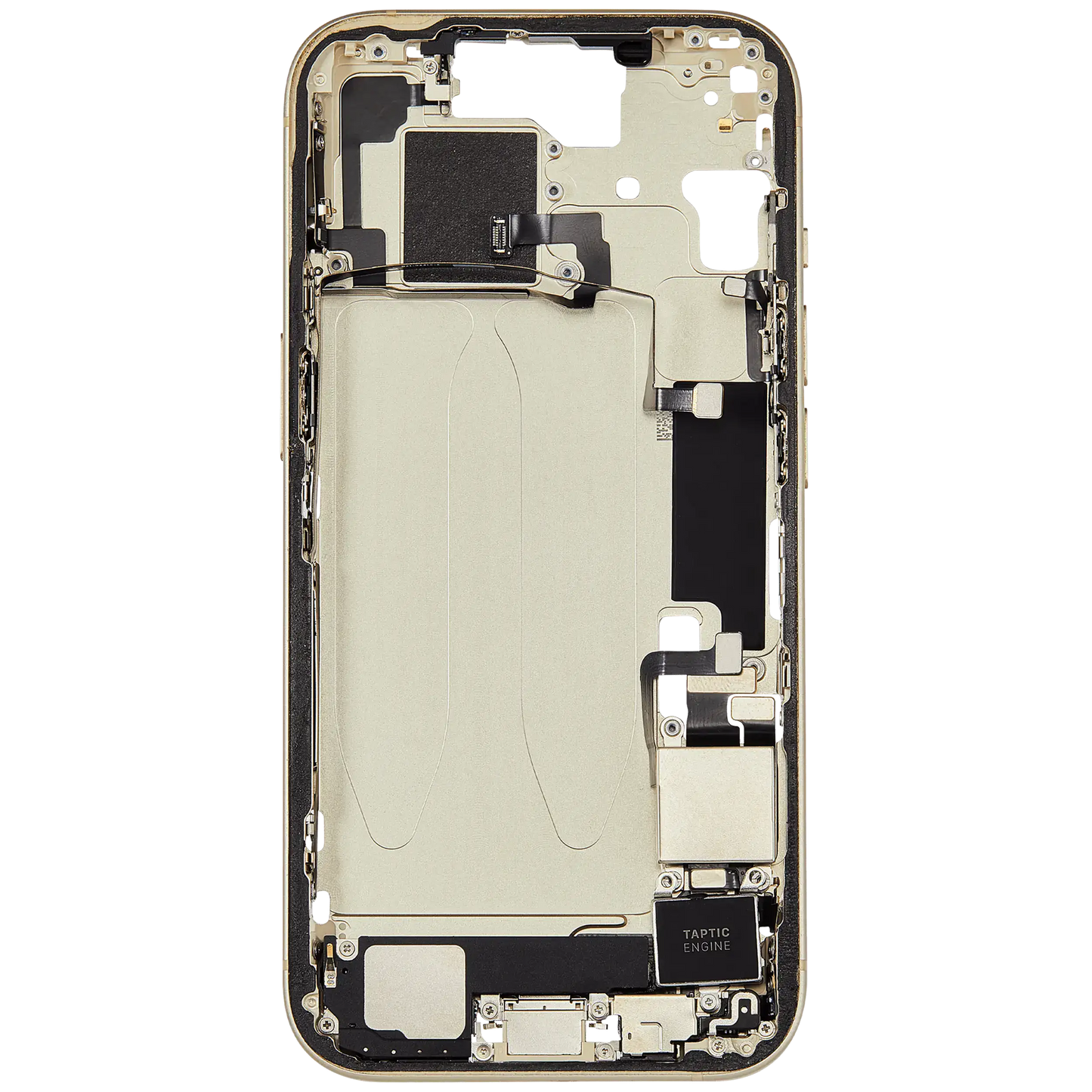 Mid-Frame Housing W/ Charging Port Flex & Small Parts For iPhone 15 (US Version) (Used OEM Pull: Grade A) (Yellow)