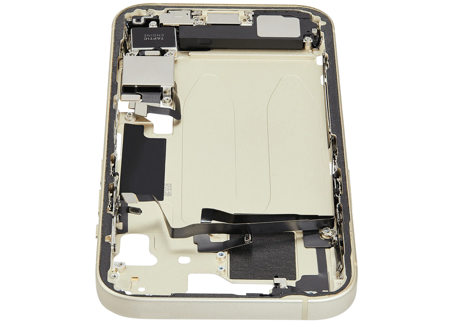 Mid-Frame Housing W/ Charging Port Flex & Small Parts For iPhone 15 (US Version) (Used OEM Pull: Grade A) (Yellow)