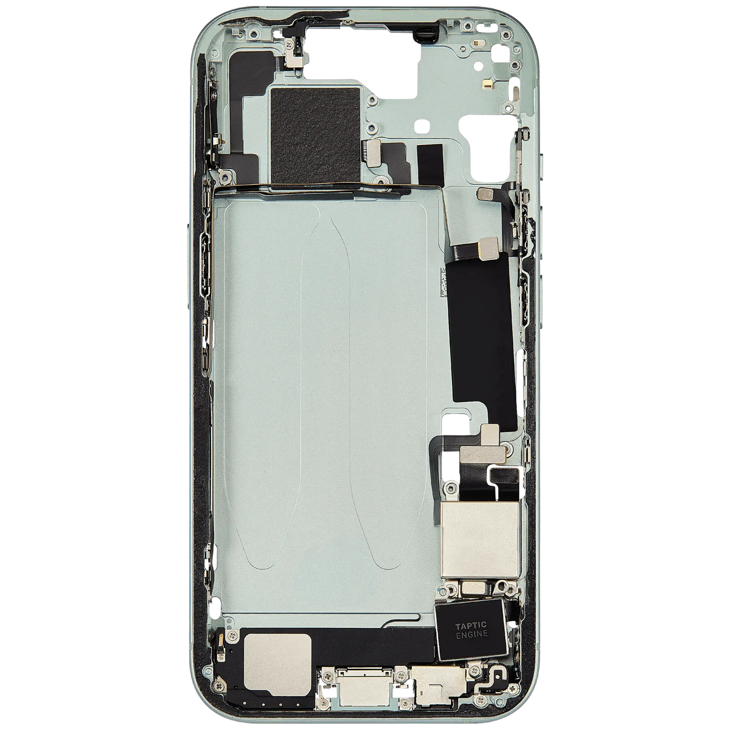 Mid-Frame Housing W/ Charging Port Flex & Small Parts For iPhone 15 (US Version) (Used OEM Pull: Grade A) (Green)