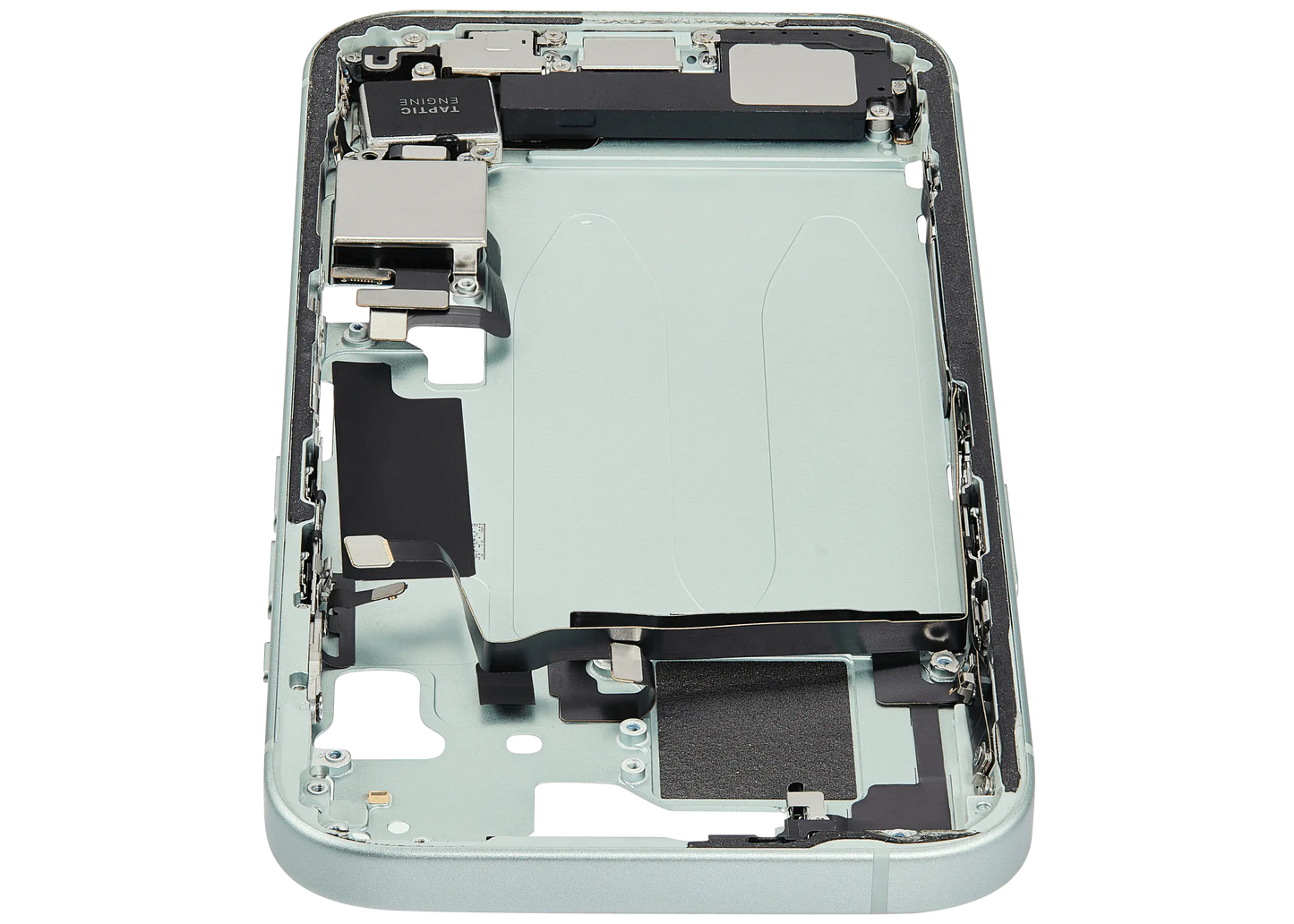 Mid-Frame Housing W/ Charging Port Flex & Small Parts For iPhone 15 (US Version) (Used OEM Pull: Grade A) (Green)