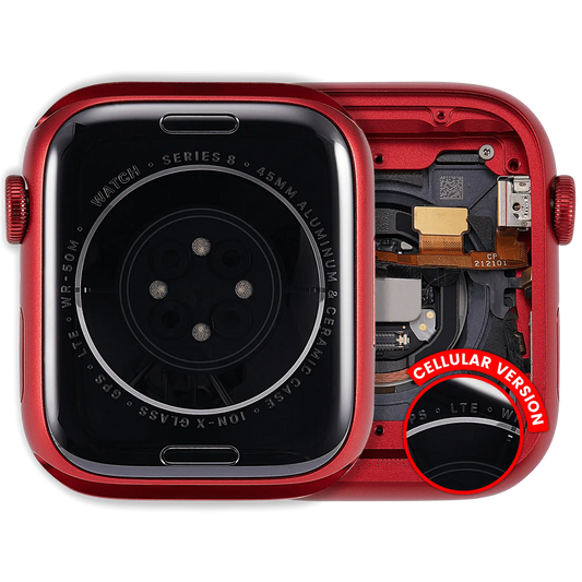 Housing Assembly Compatible For Watch Series 8 (45MM) (Used OEM Pull: Grade A) (Cellular Version) (Aluminum / Red)