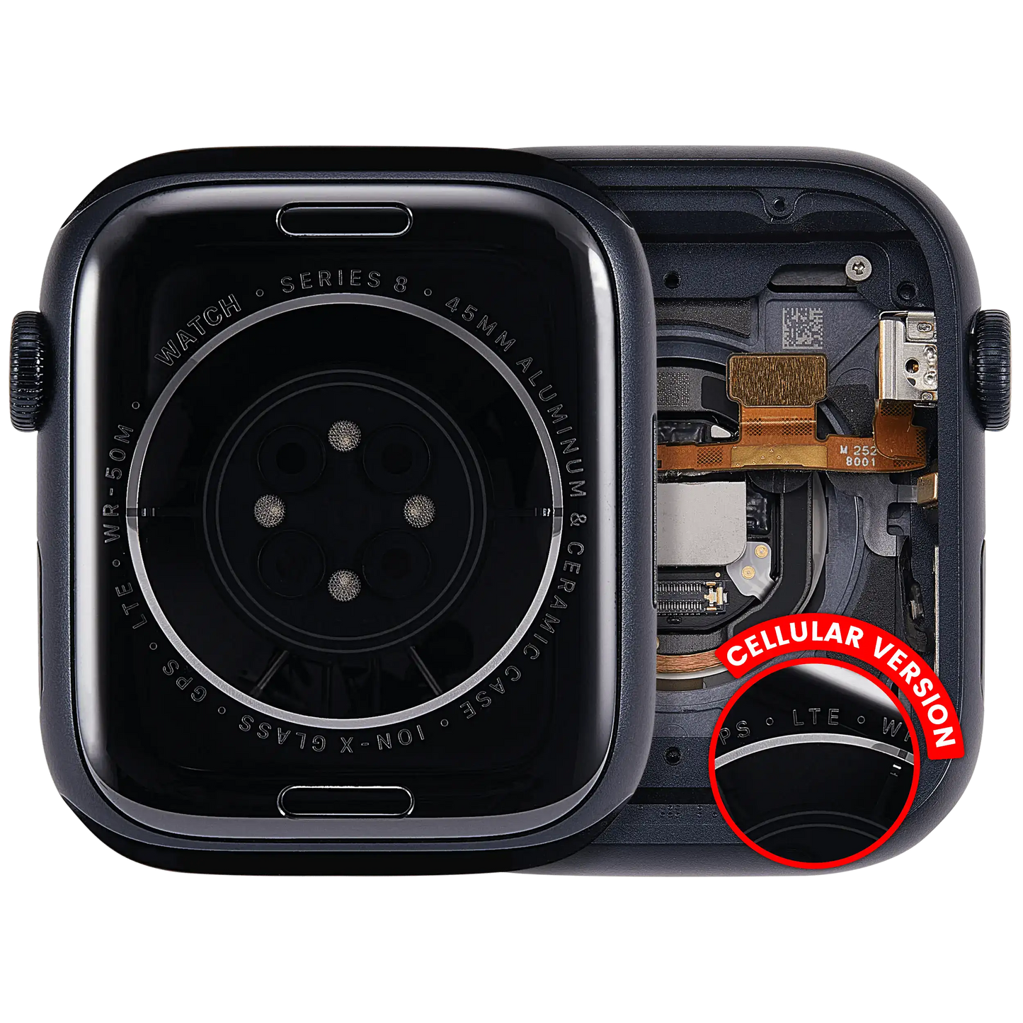 Housing Assembly Compatible For Watch Series 8 (45MM) (Used OEM Pull: Grade A) (Cellular Version) (Aluminum / Midnight)
